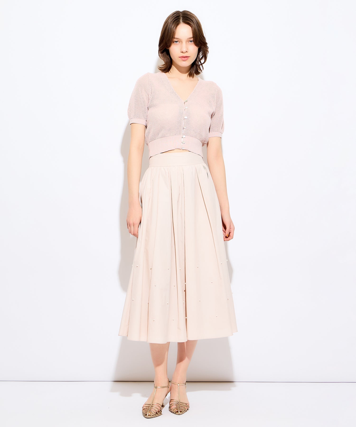 珍珠褶皺半身裙