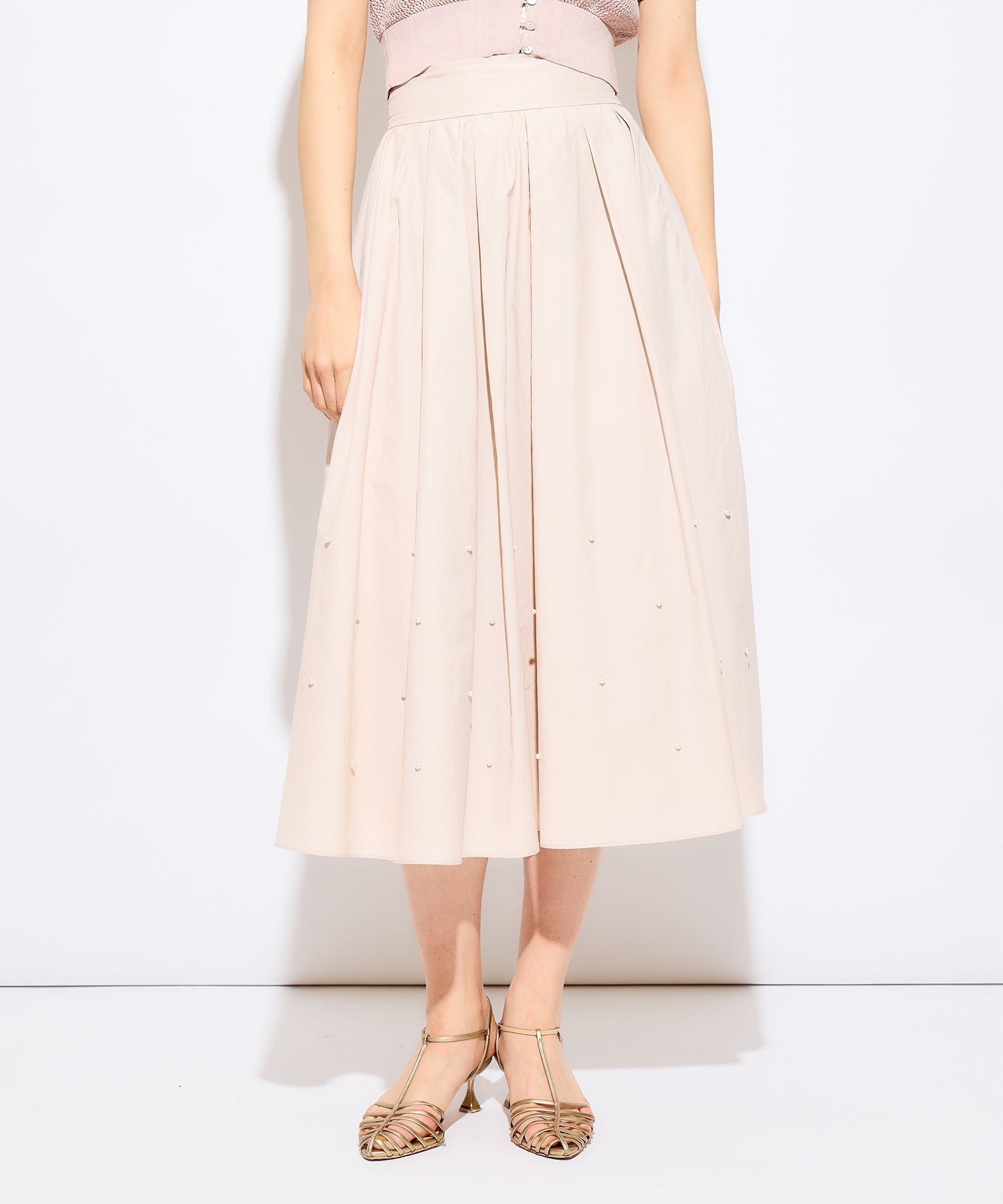 珍珠褶皺半身裙