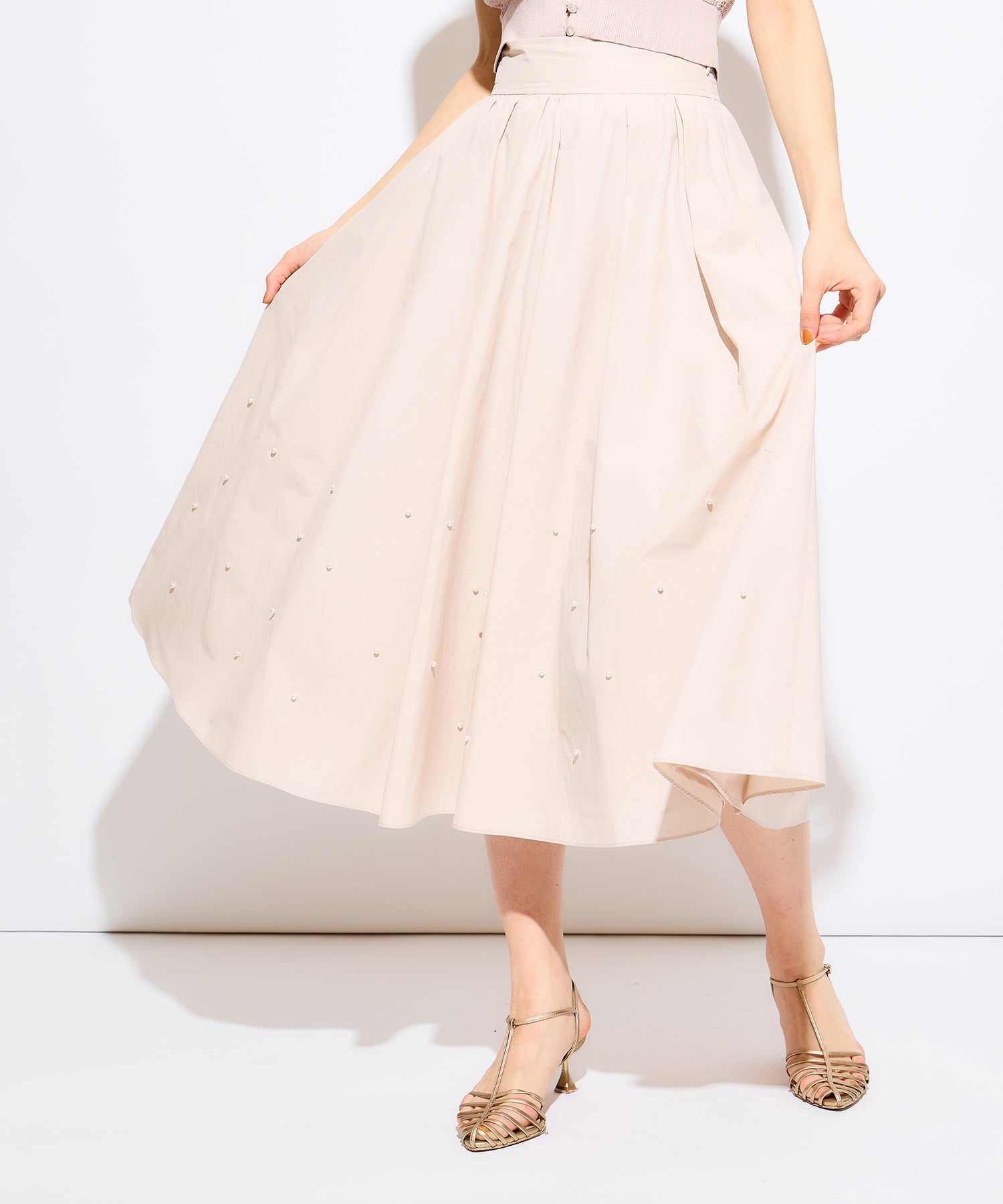 珍珠褶皺半身裙