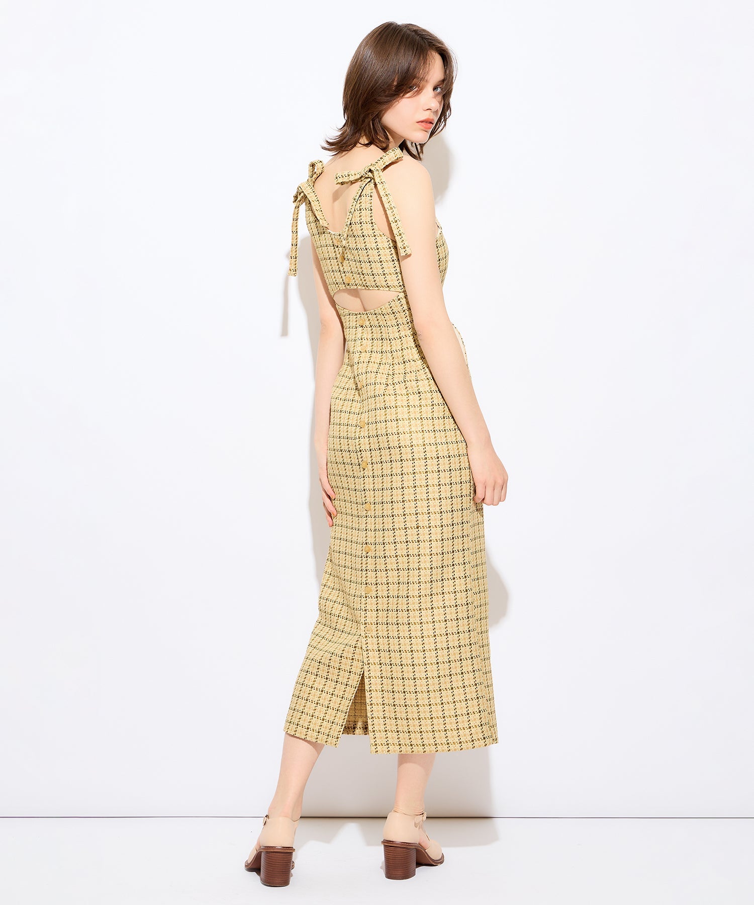 格紋吊帶連身裙