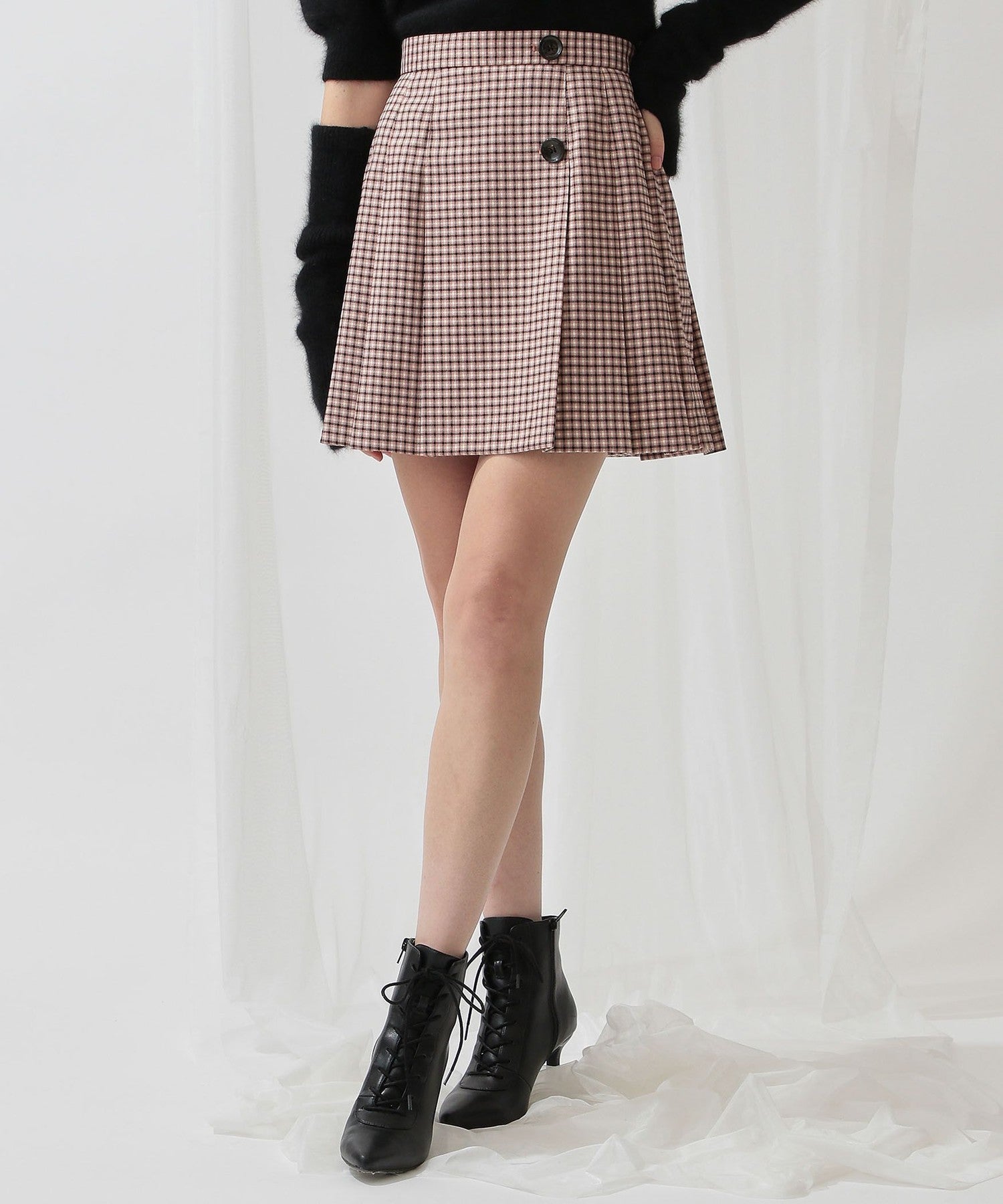 褶皺迷你半身裙