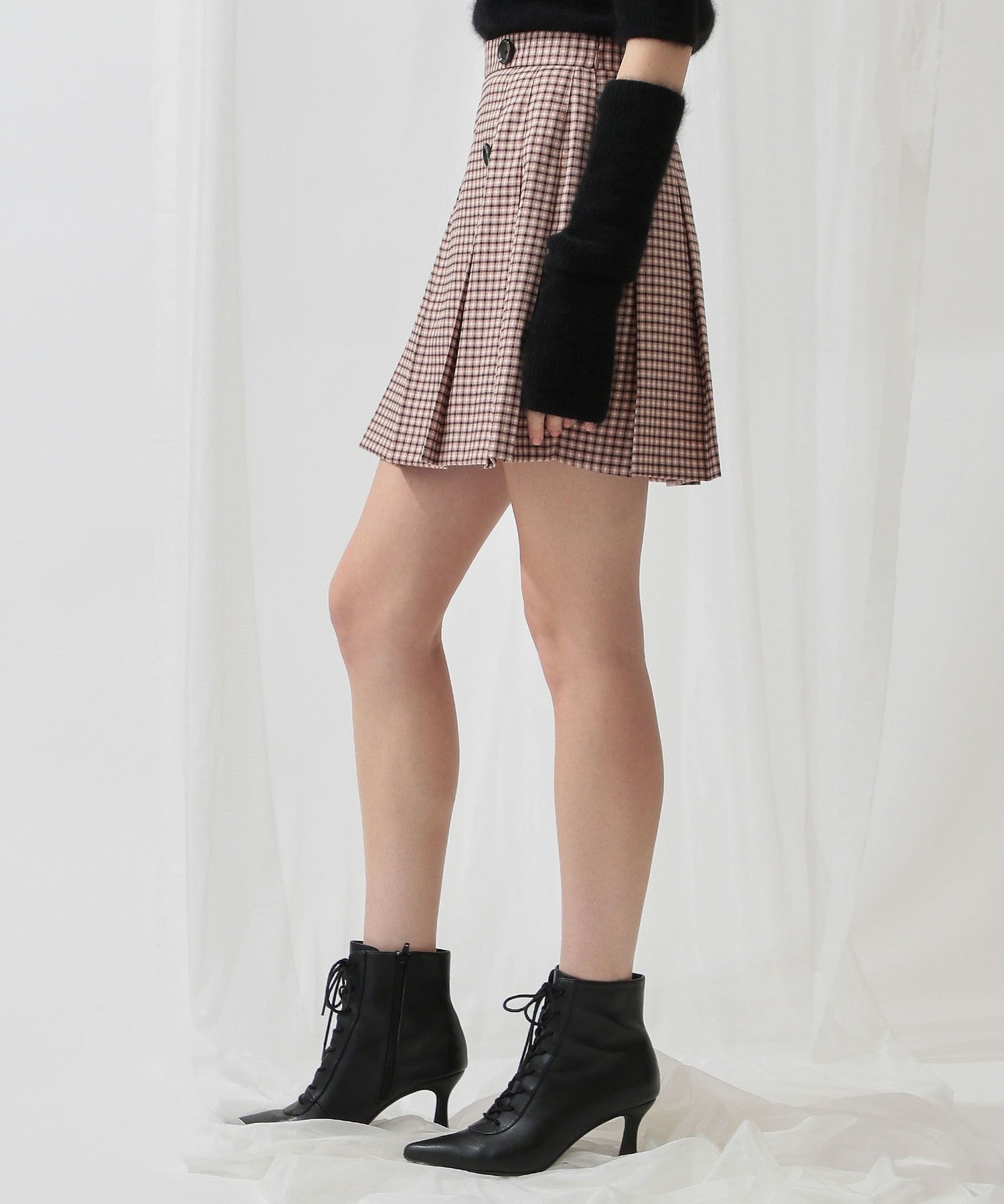 褶皺迷你半身裙