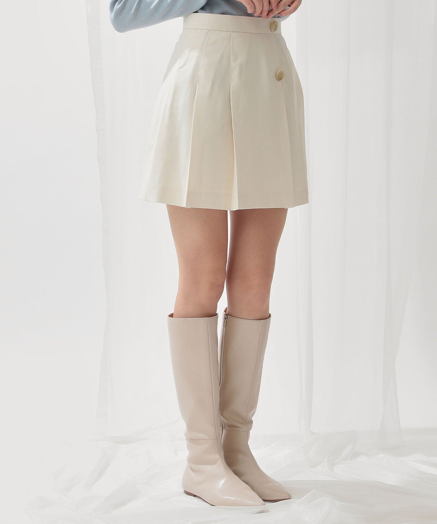 褶皺迷你半身裙