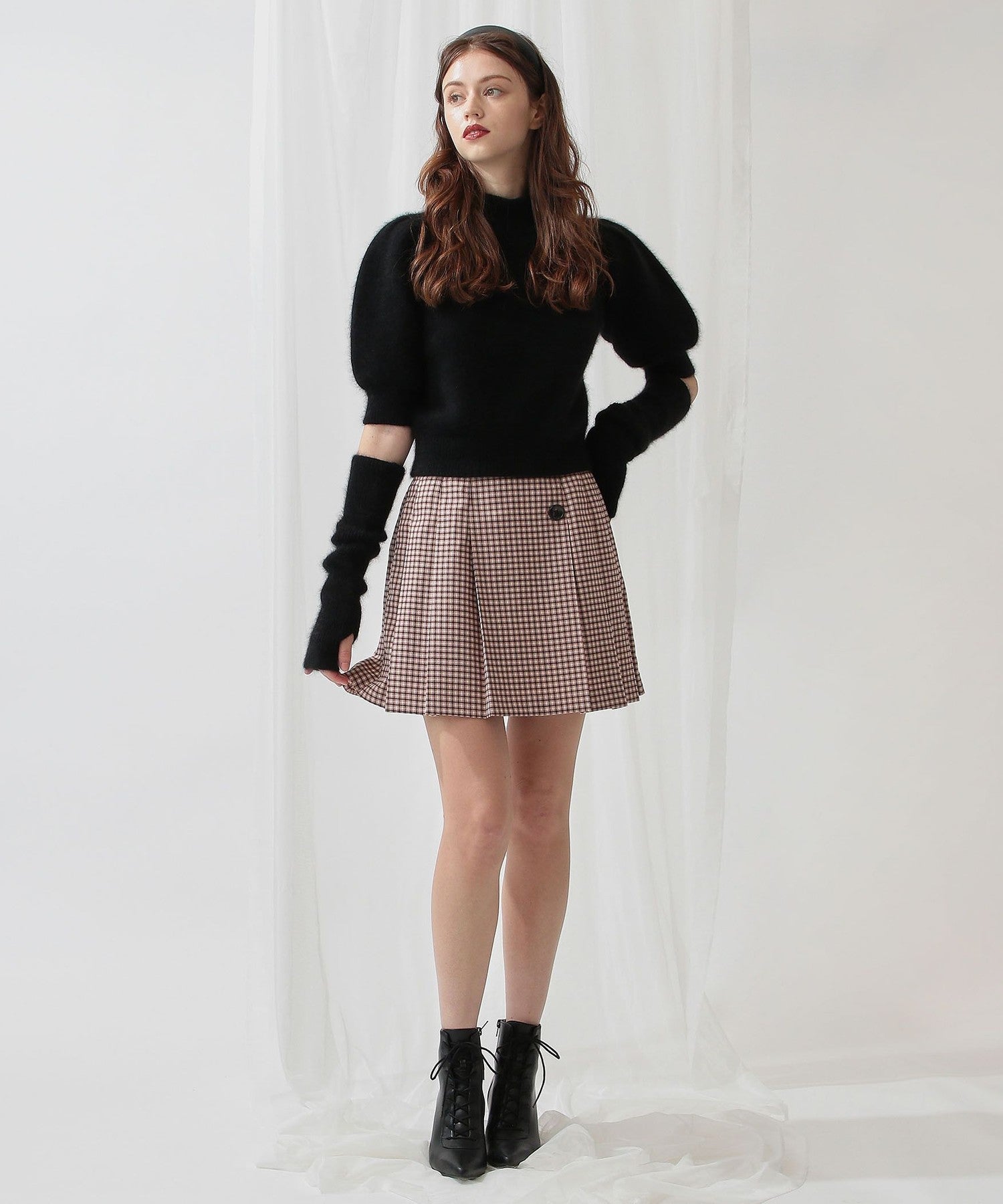 褶皺迷你半身裙