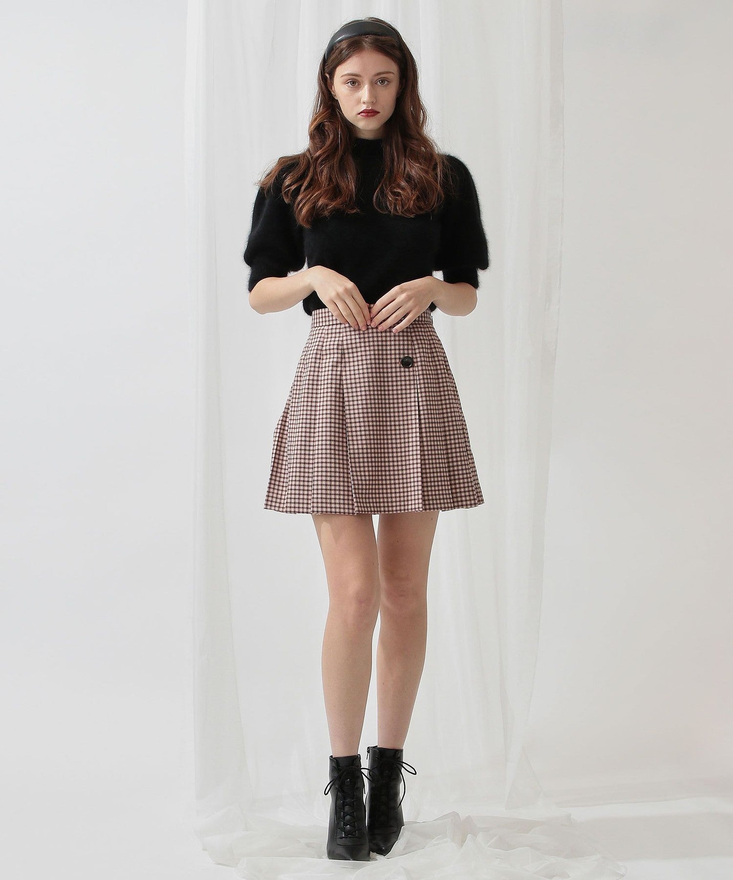 褶皺迷你半身裙