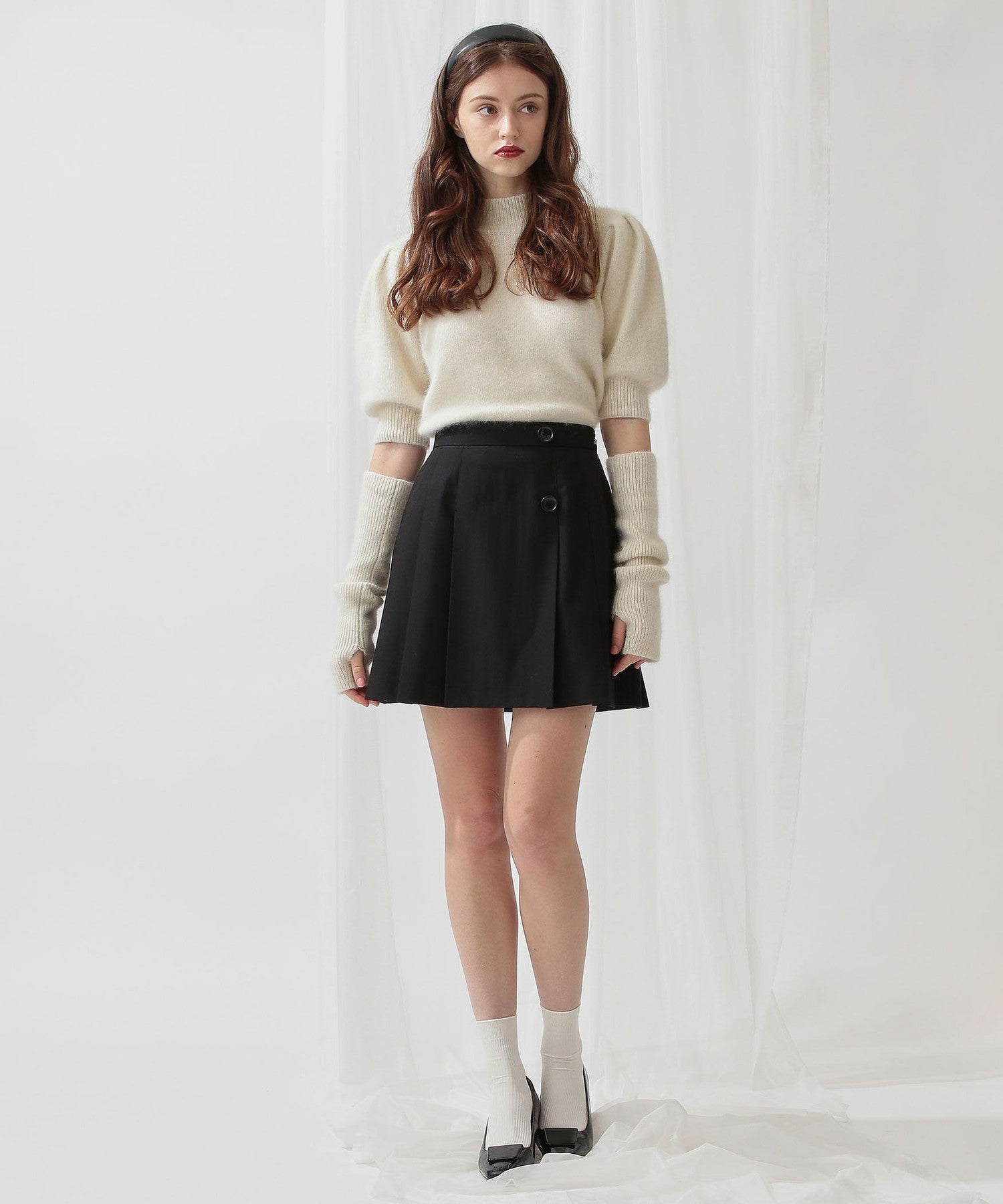 褶皺迷你半身裙