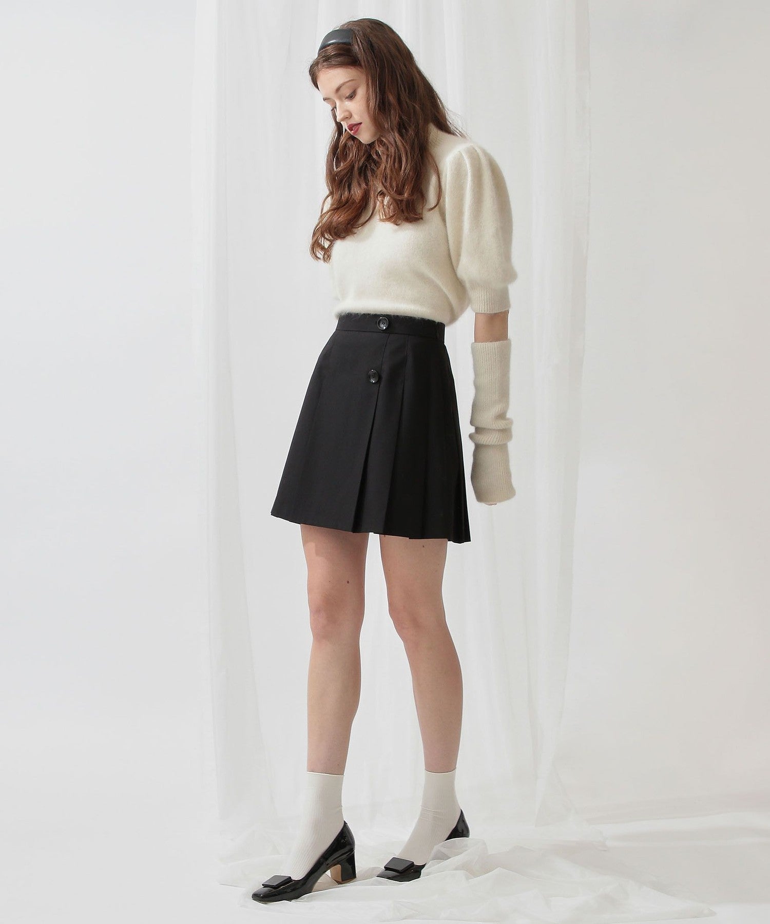 褶皺迷你半身裙