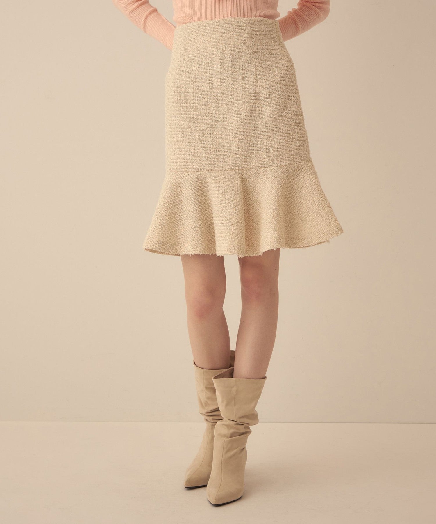 Tweed frill skirt
