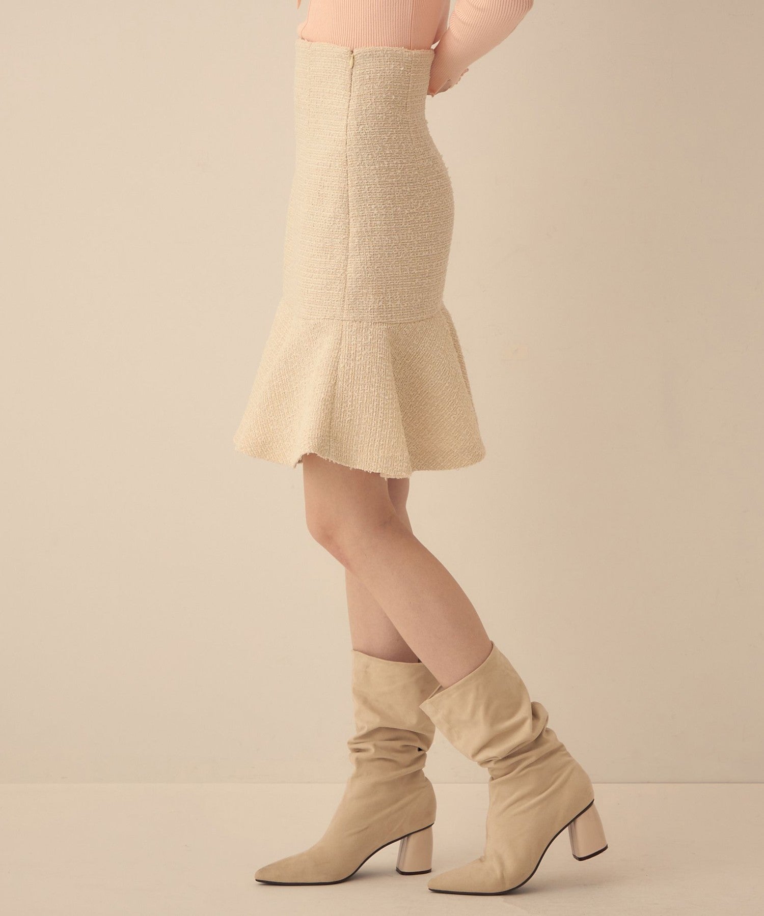 Tweed frill skirt