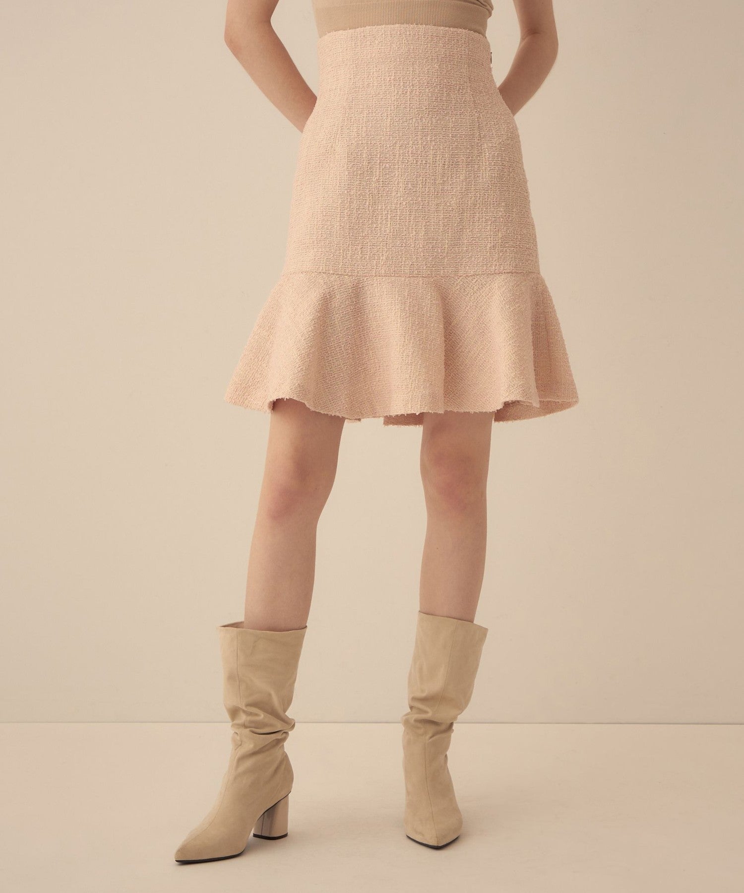 Tweed frill skirt
