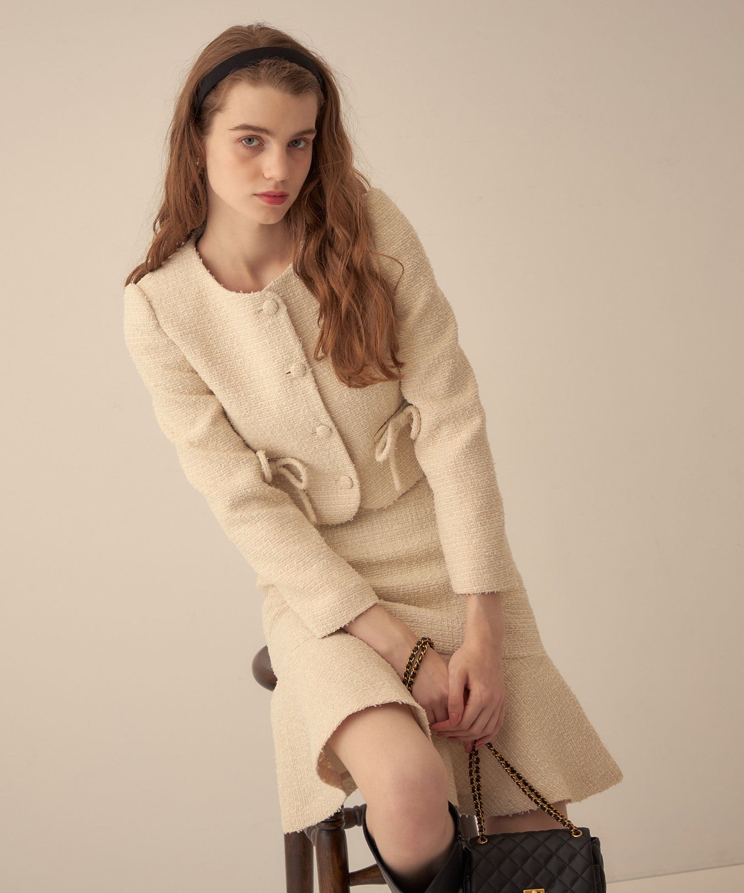 Tweed frill skirt