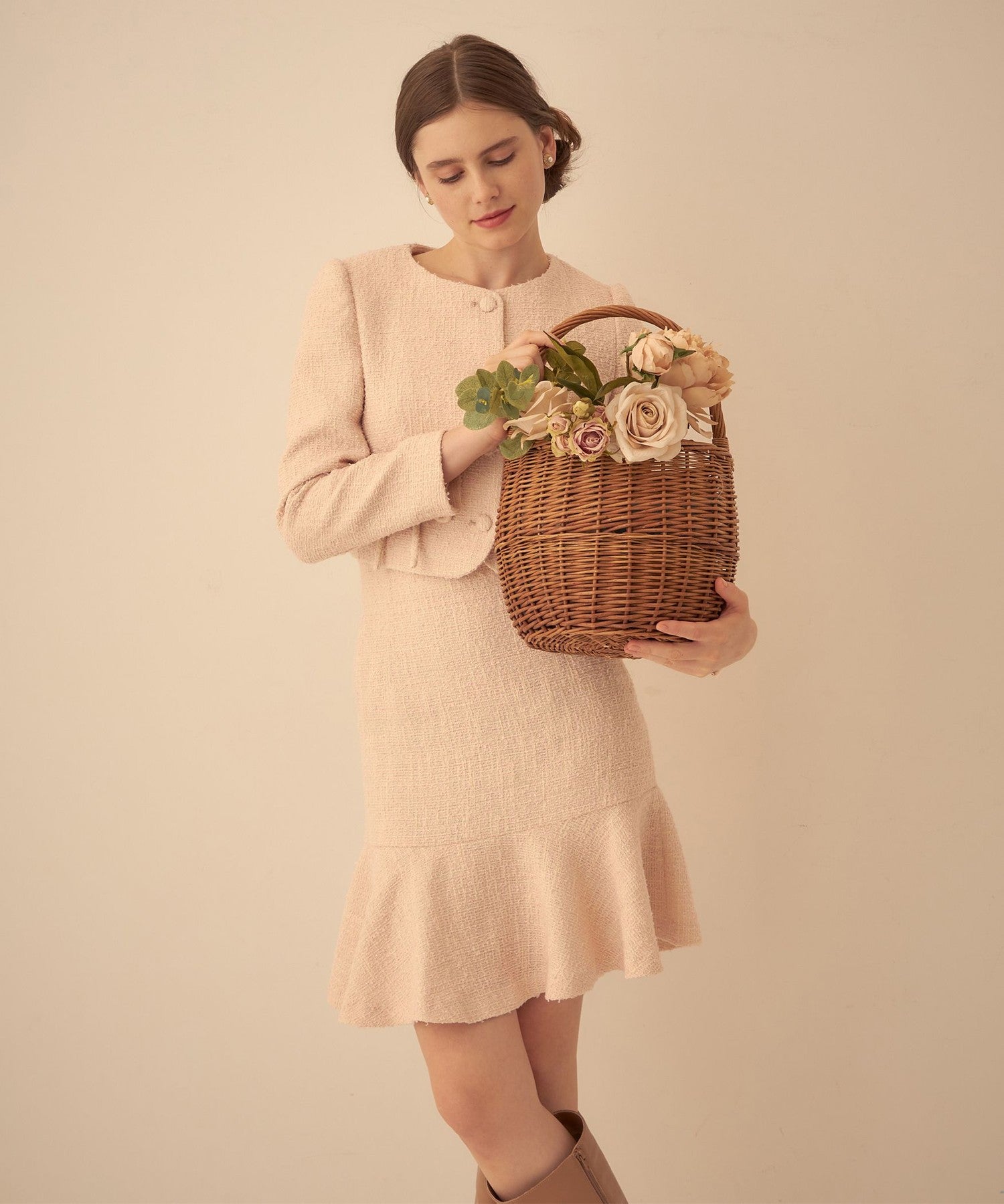 Tweed frill skirt