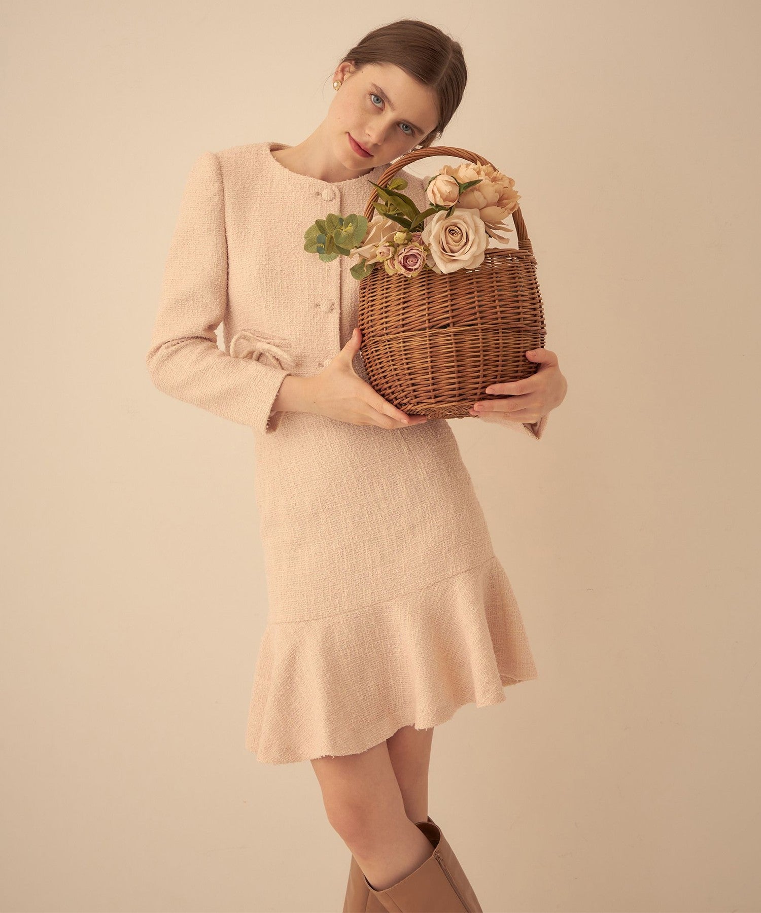Tweed frill skirt