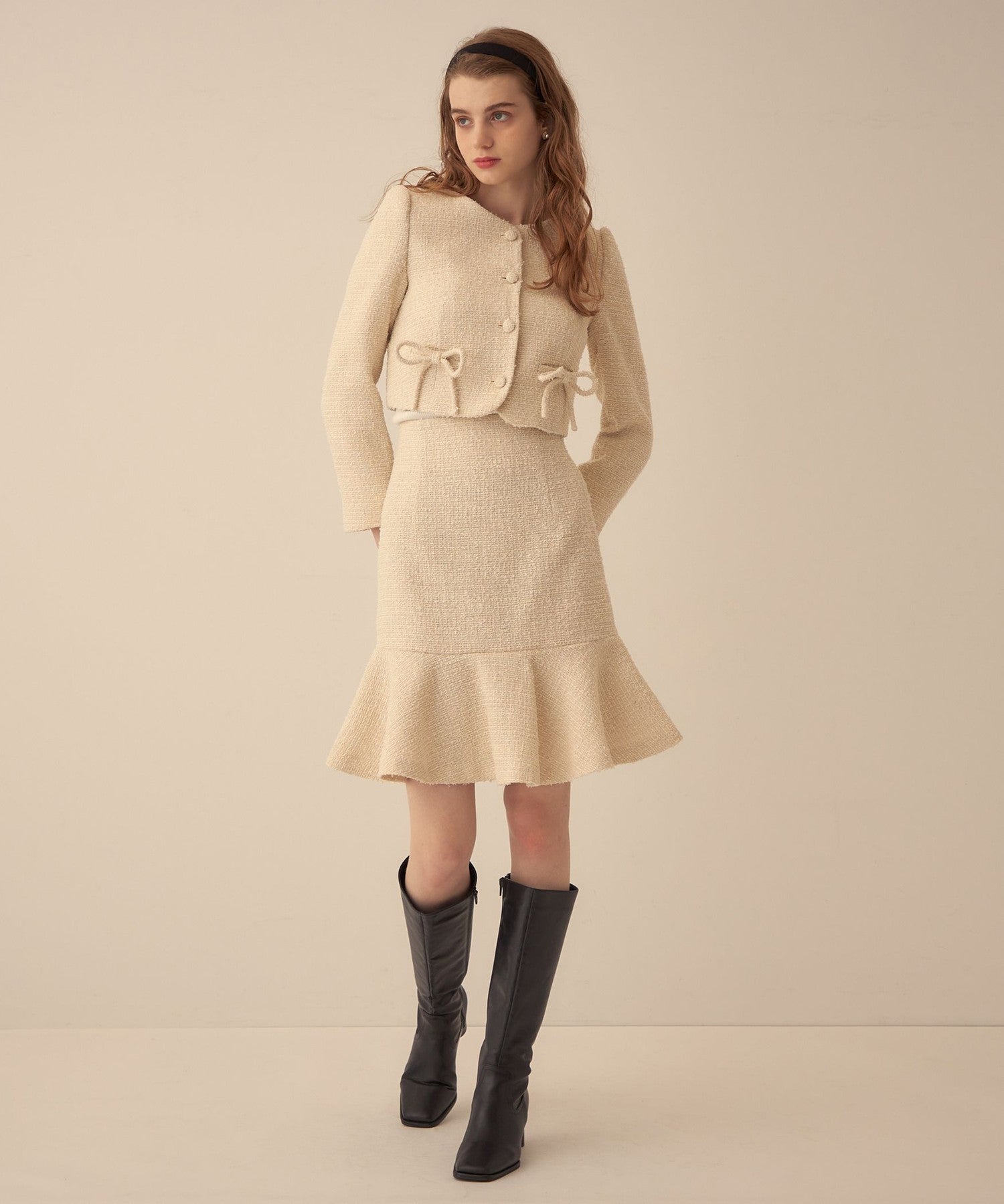 Tweed frill skirt