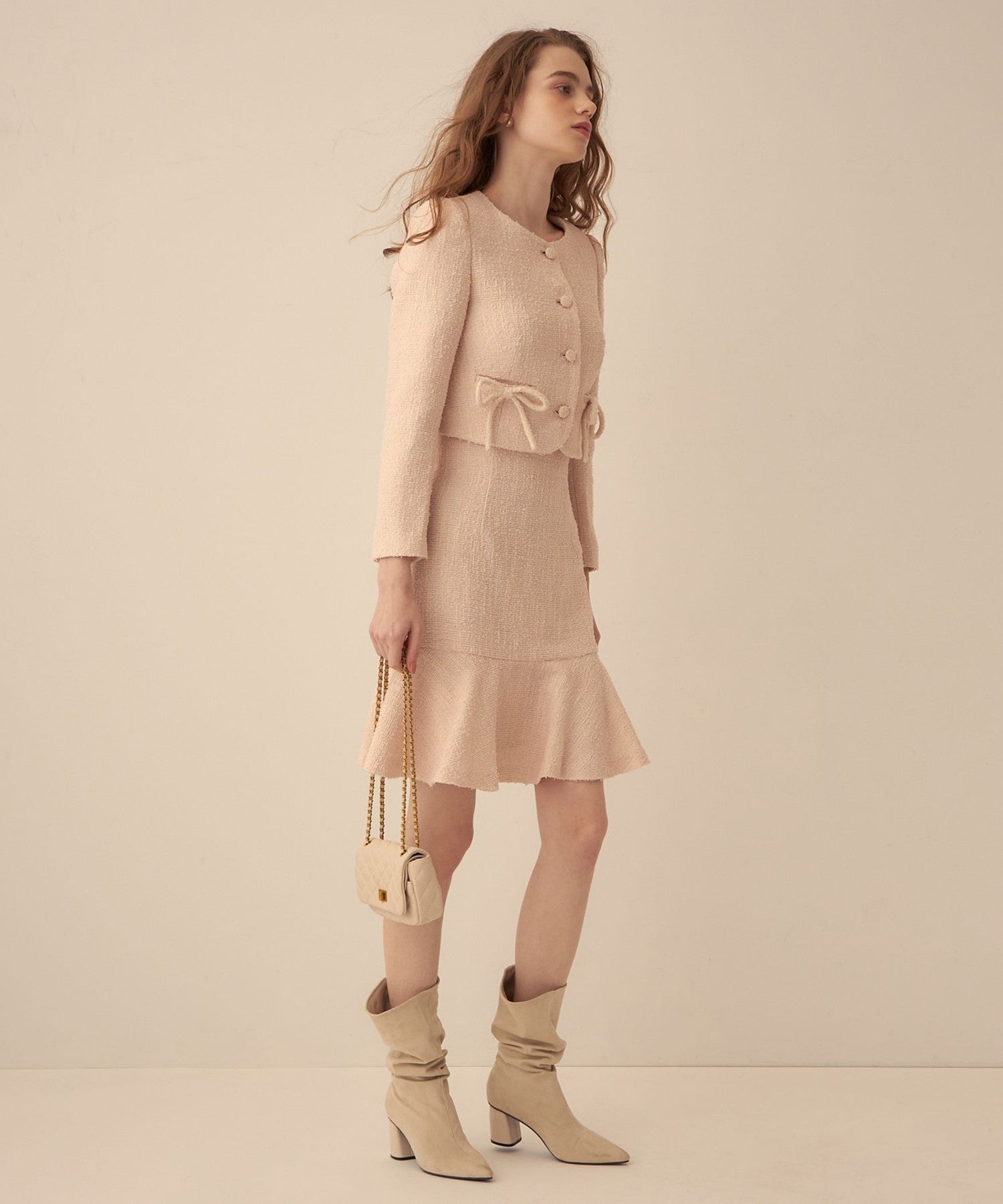 Tweed frill skirt