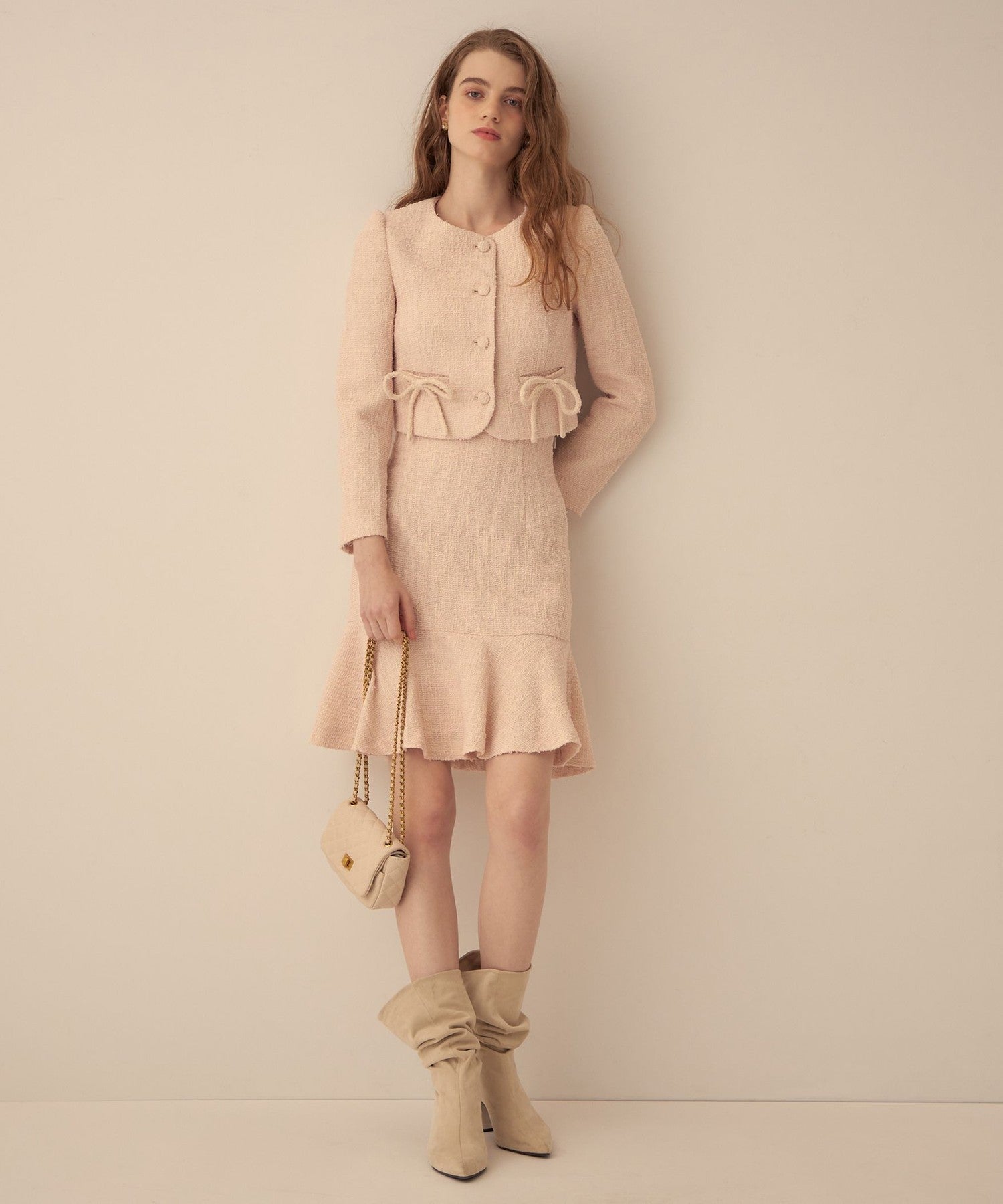 Tweed frill skirt