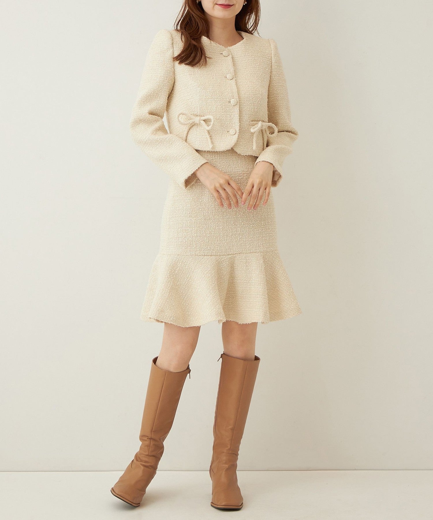 Tweed frill skirt