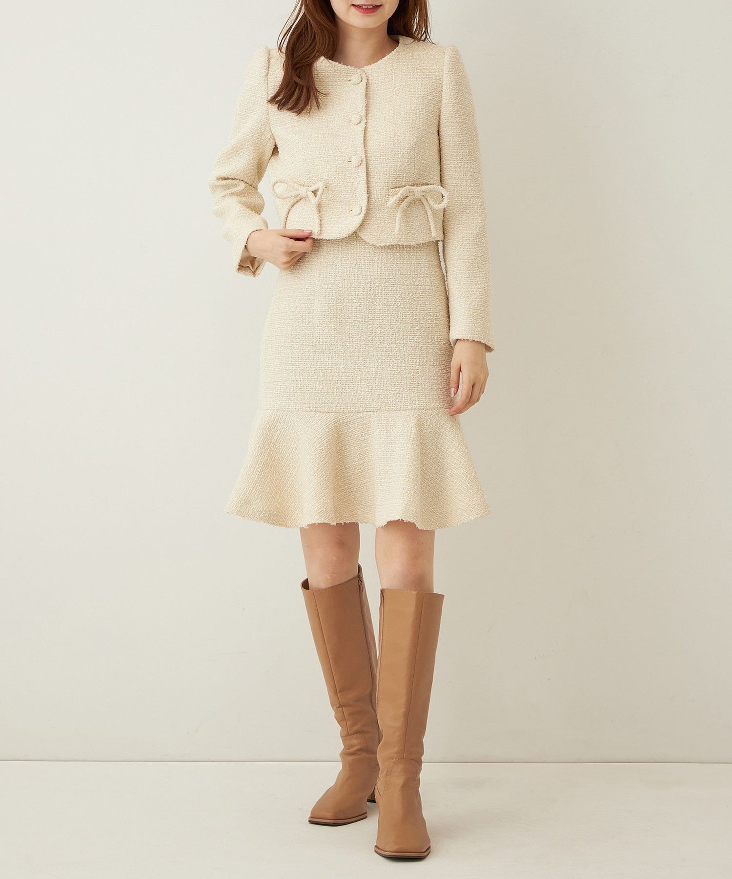 Tweed frill skirt