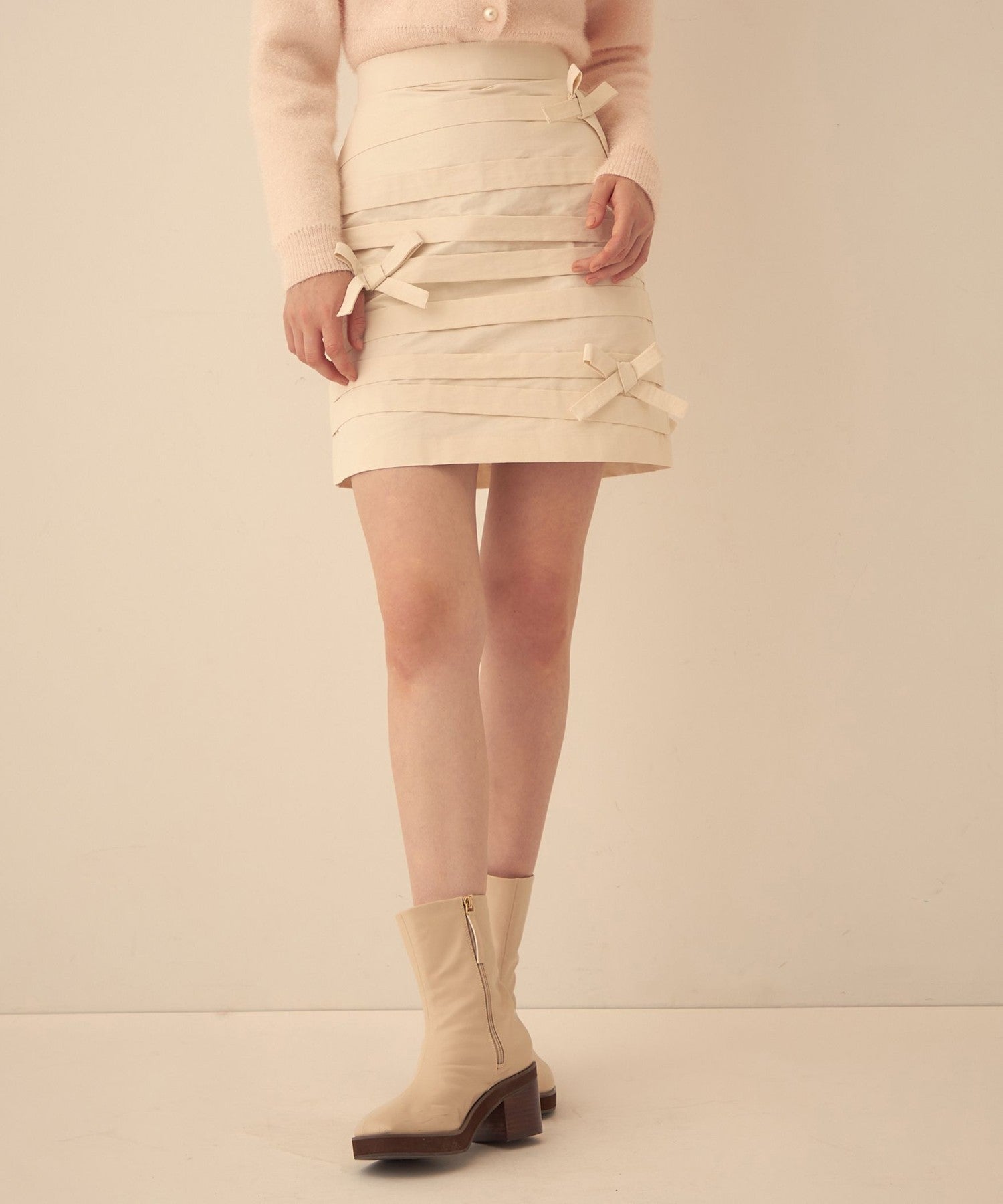 羅緞緞帶迷你半身裙