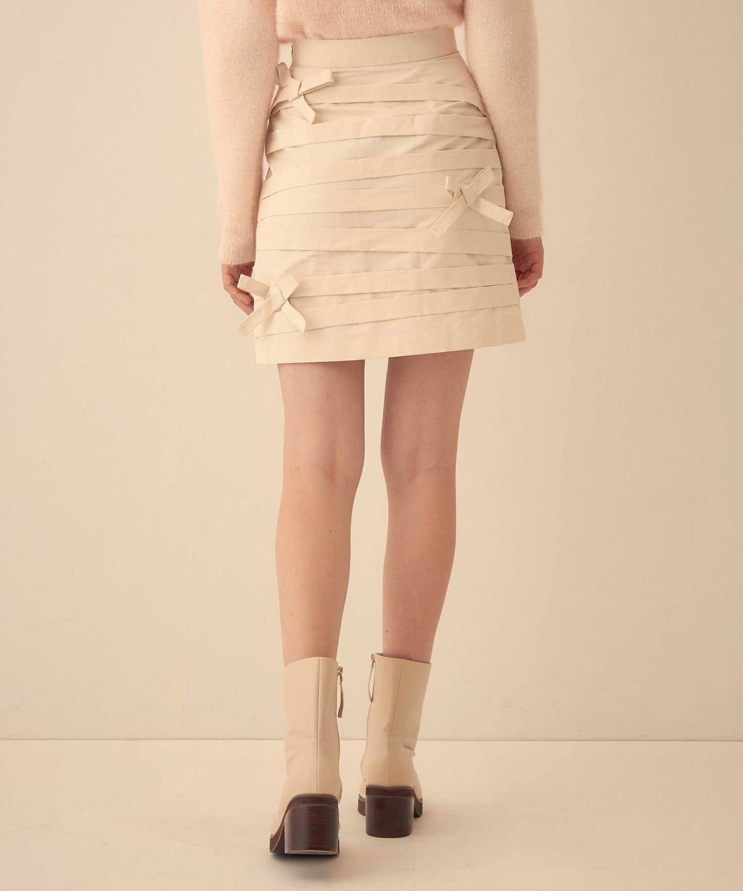 羅緞緞帶迷你半身裙