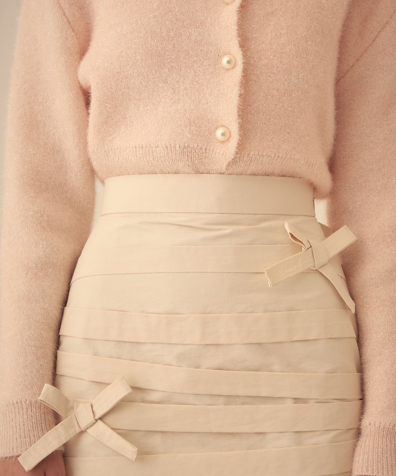 羅緞緞帶迷你半身裙