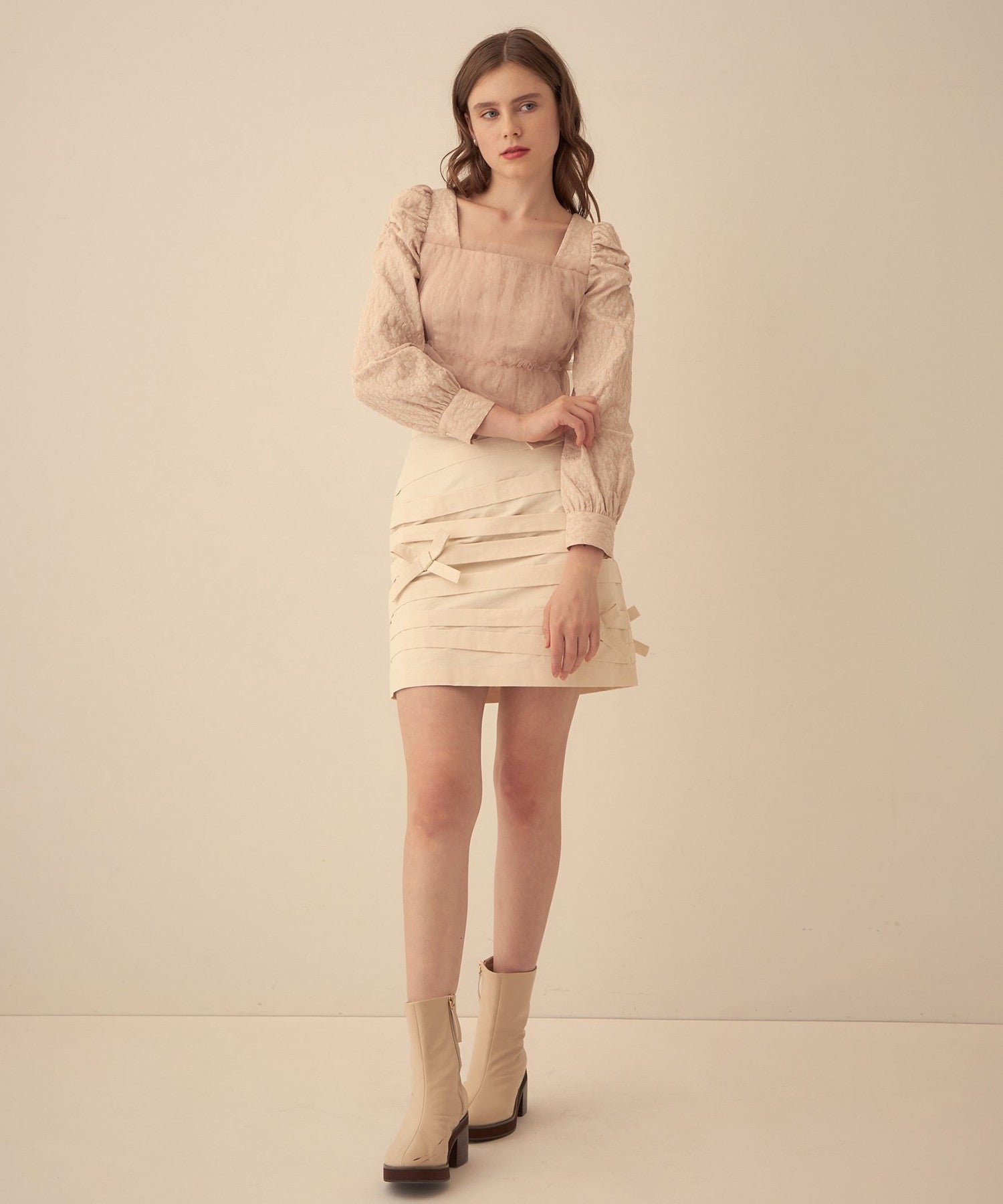 羅緞緞帶迷你半身裙