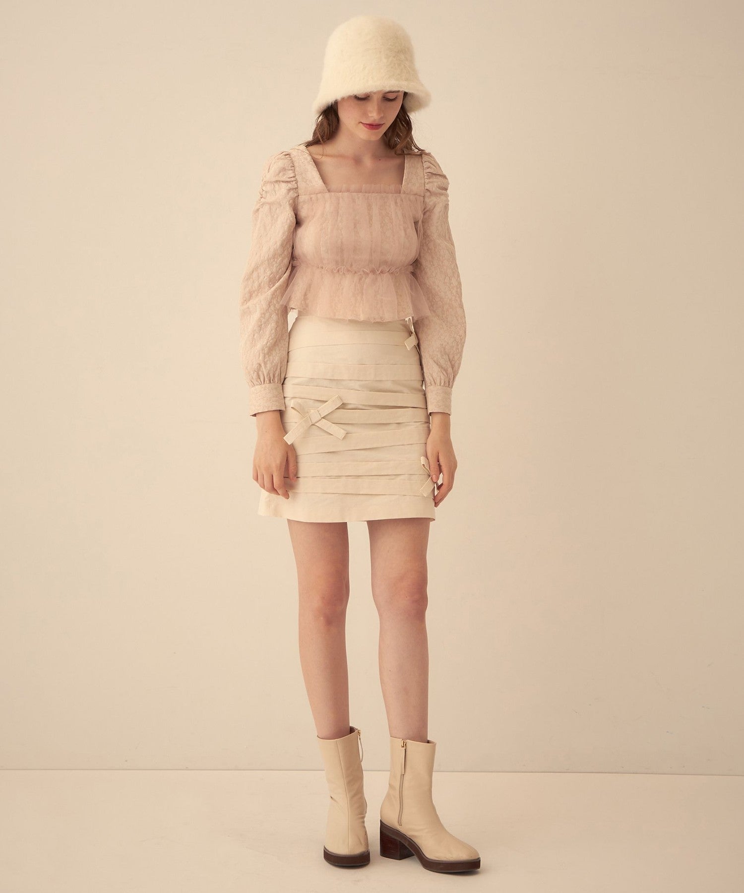 羅緞緞帶迷你半身裙