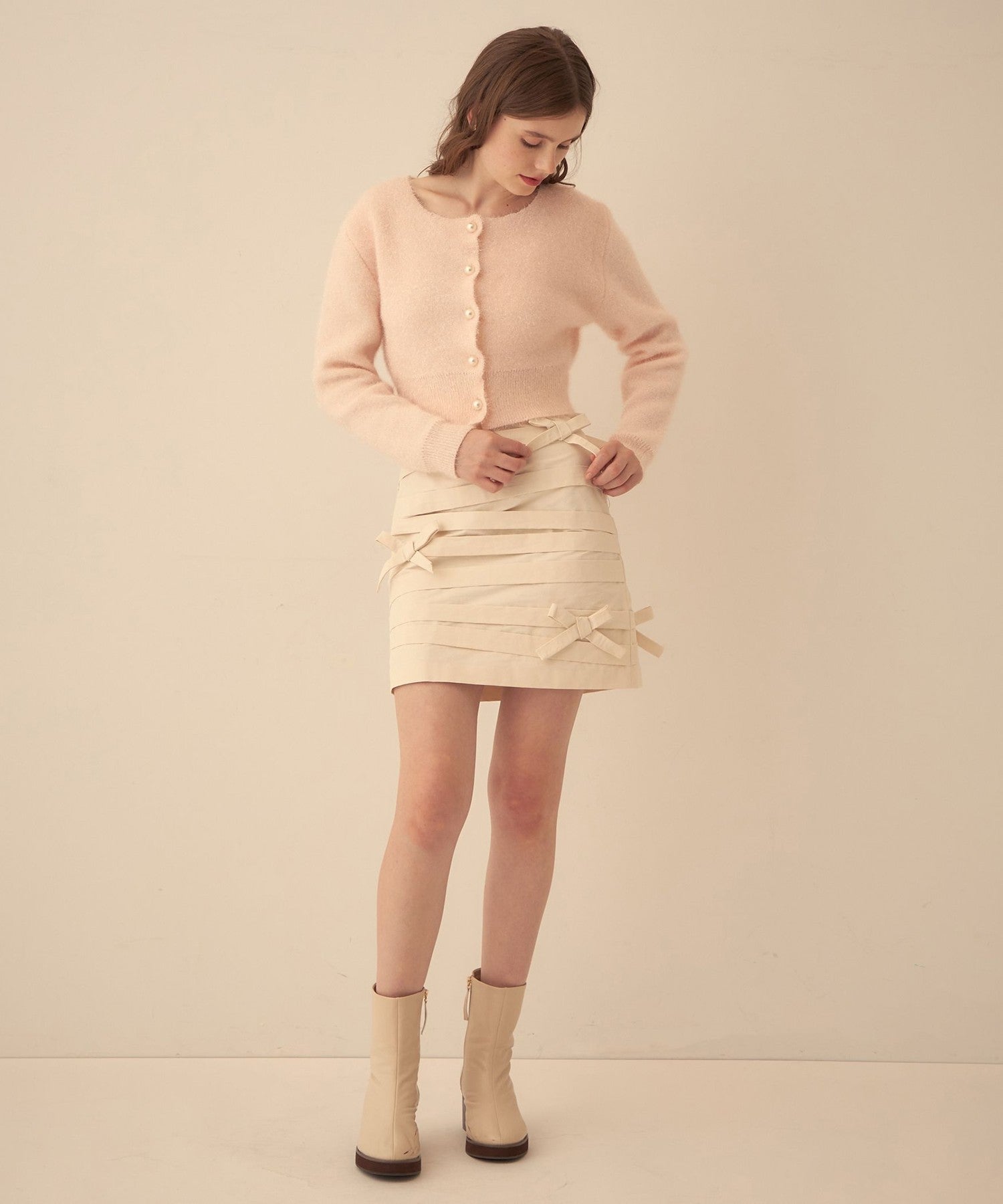 羅緞緞帶迷你半身裙