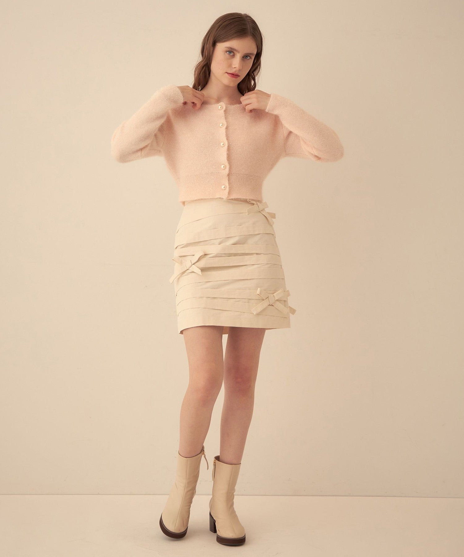 羅緞緞帶迷你半身裙