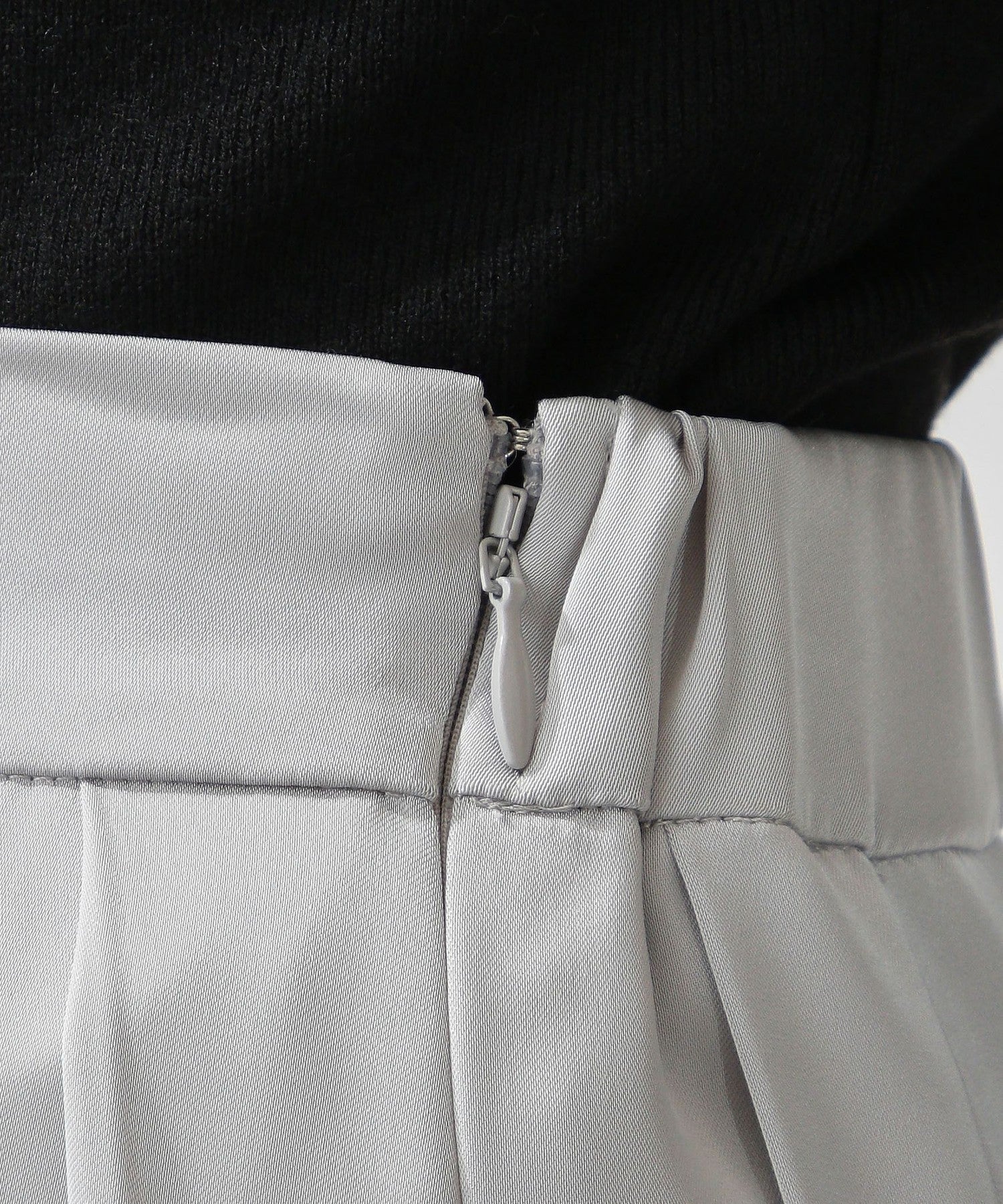 Satin pleated midi skirt