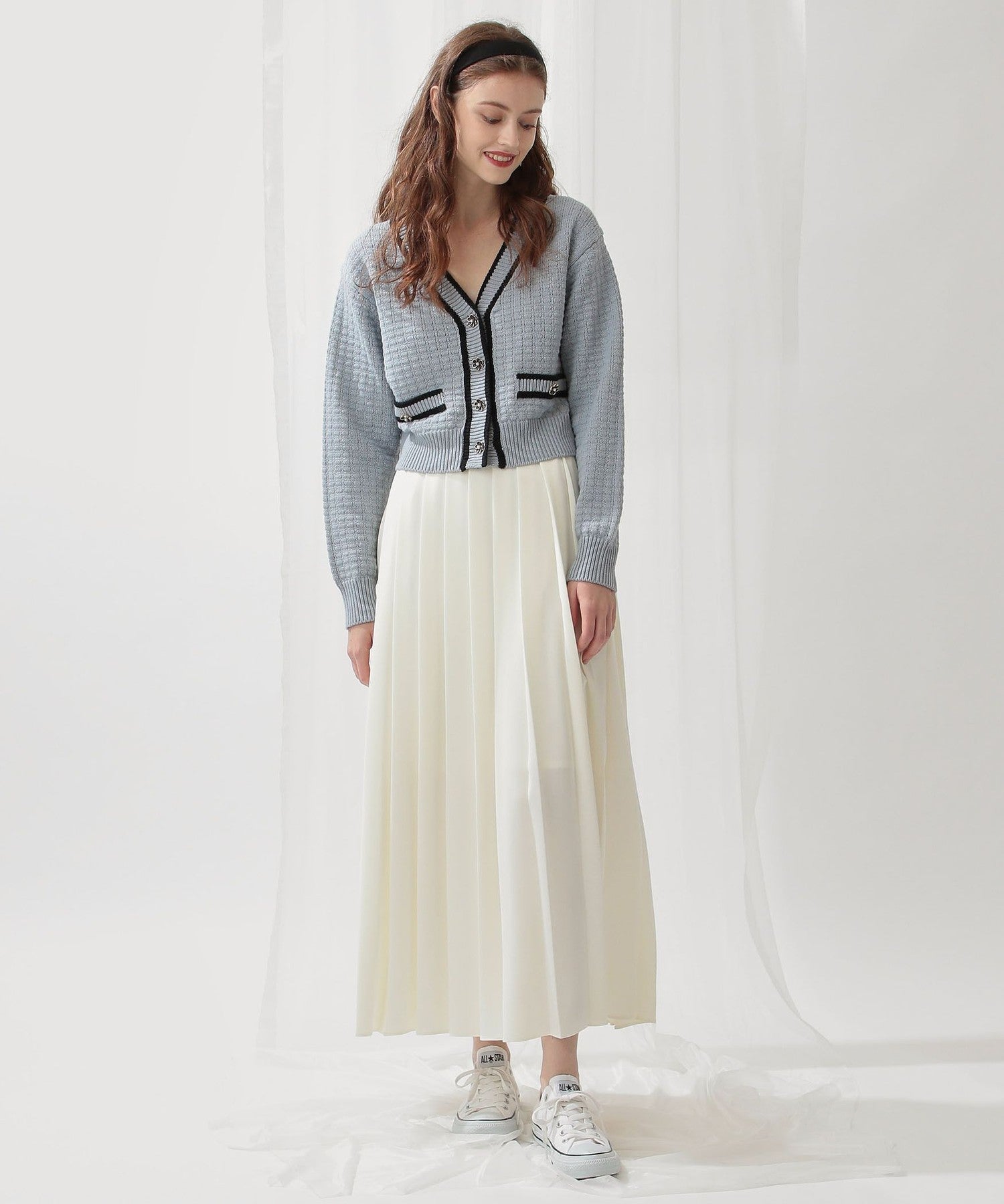 Satin pleated midi skirt