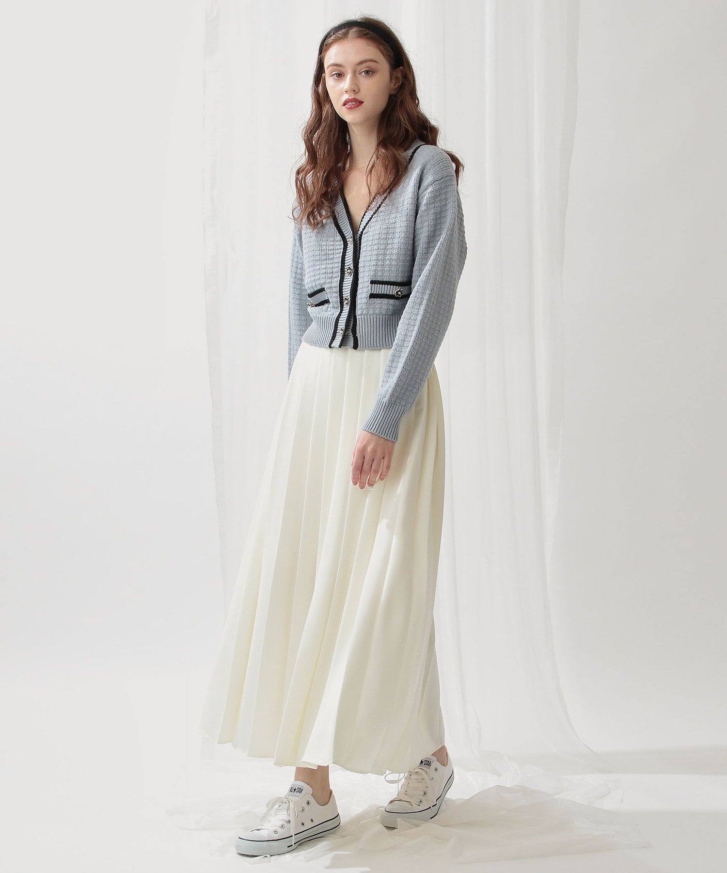 Satin pleated midi skirt