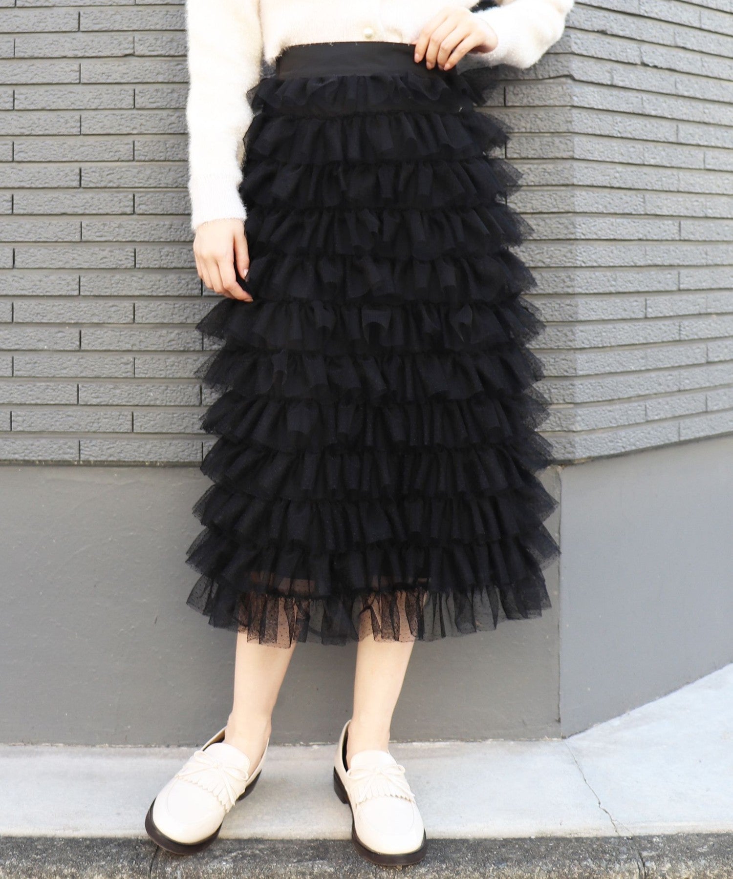 薄紗疊層半身裙