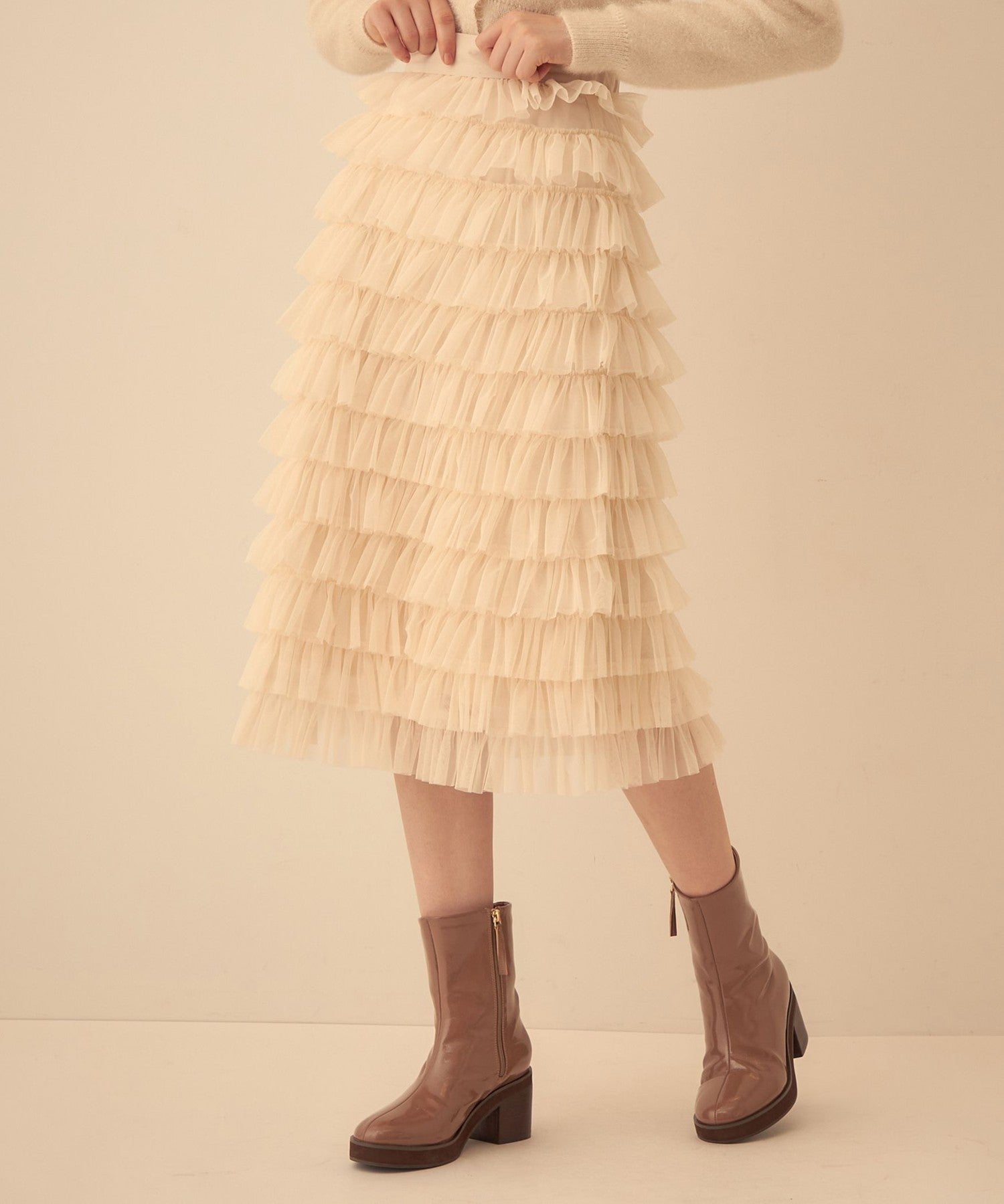 薄紗疊層半身裙