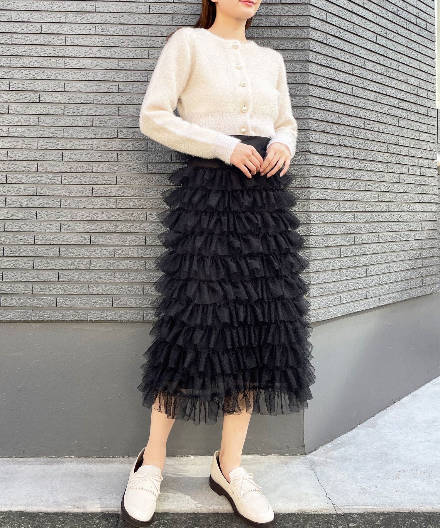 薄紗疊層半身裙