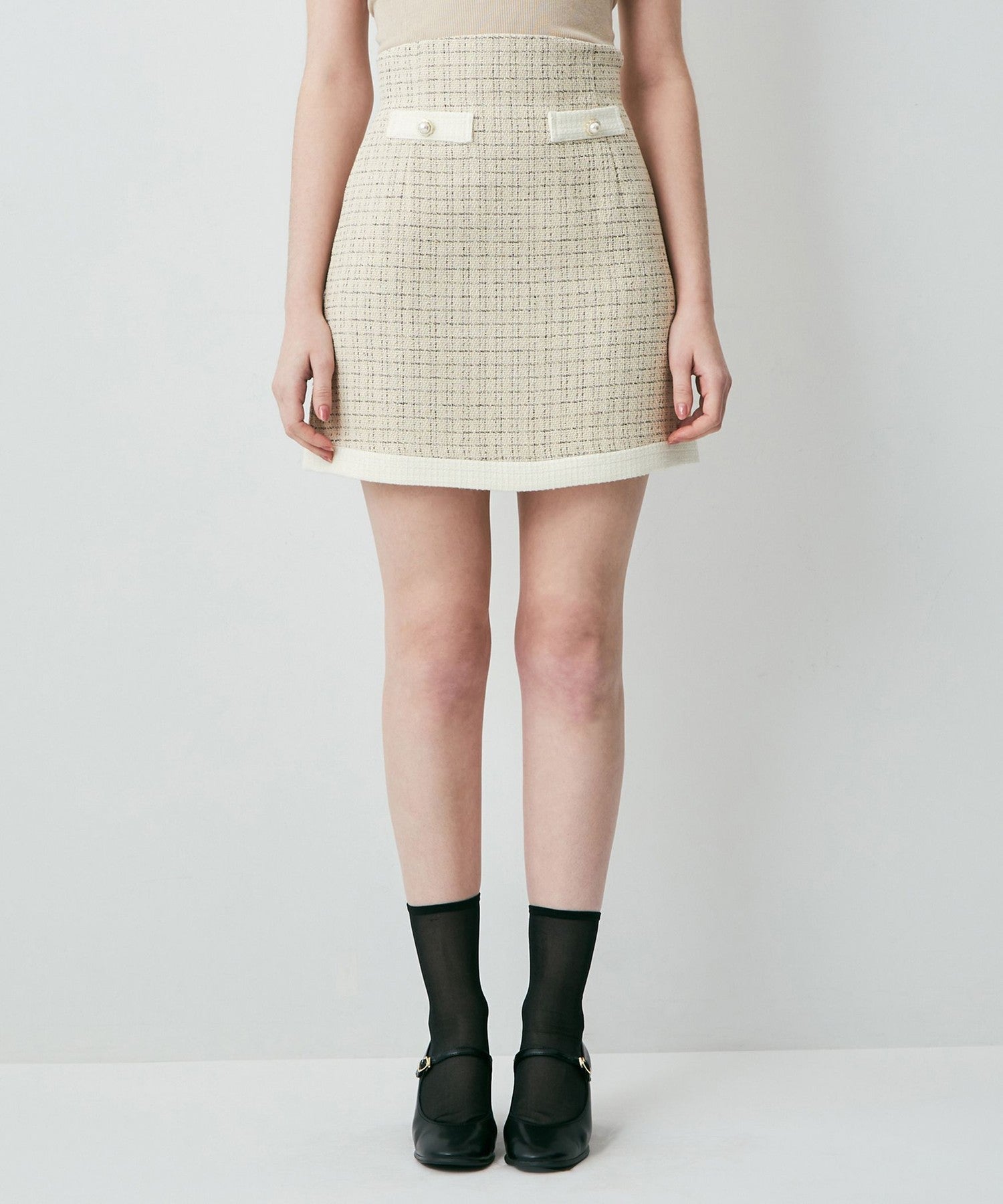 雙色花呢迷你半身裙