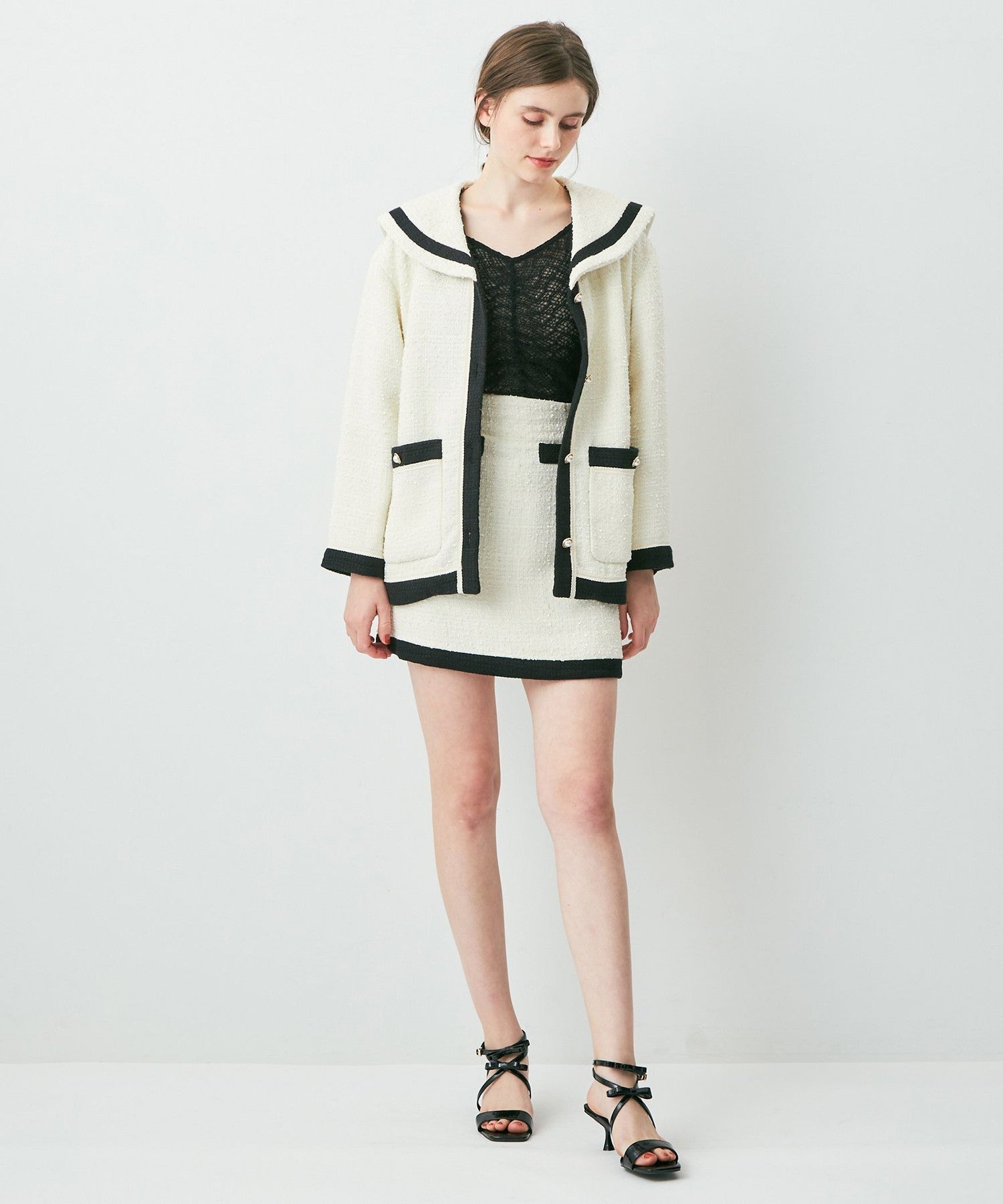 雙色花呢迷你半身裙