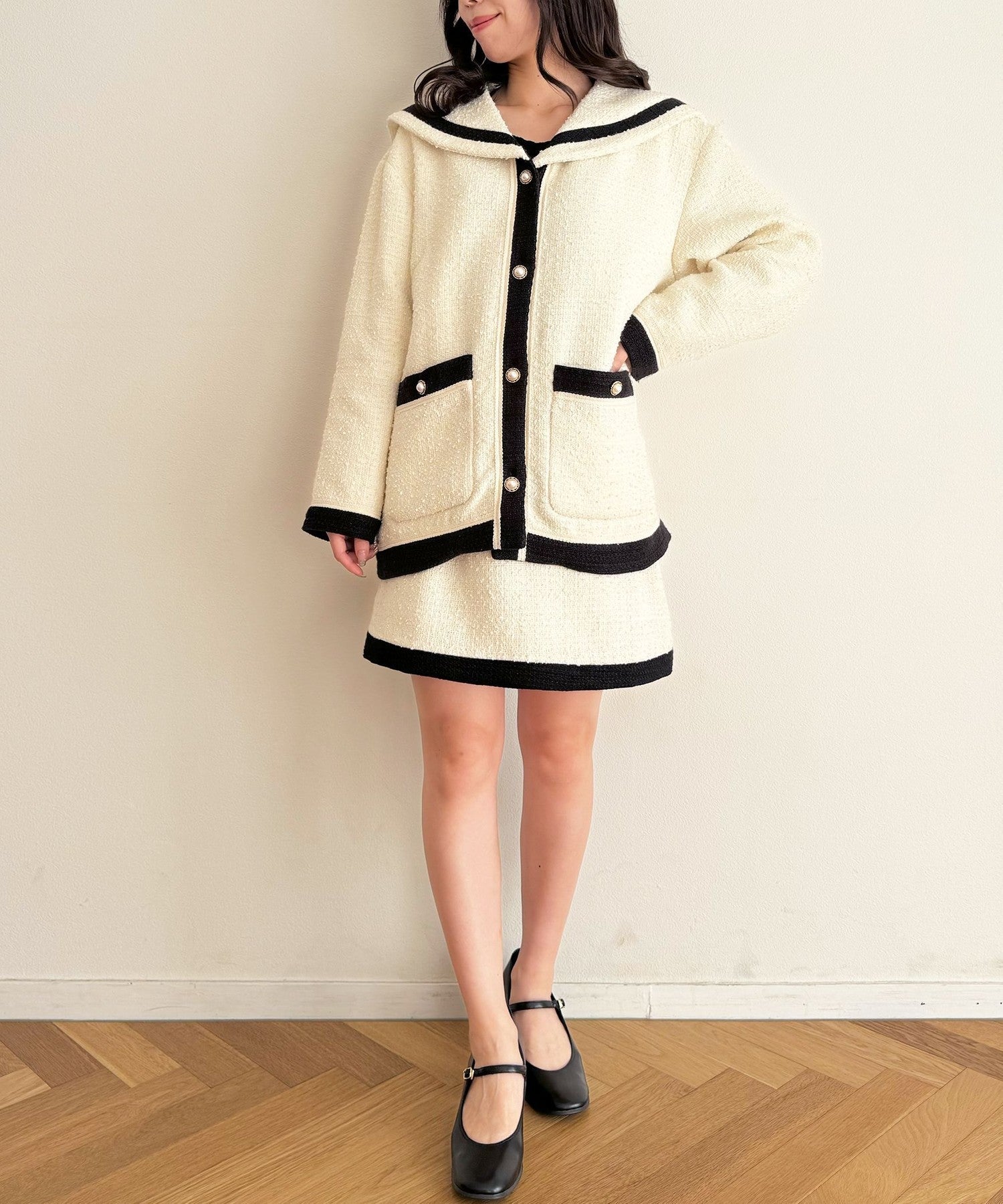 雙色花呢迷你半身裙