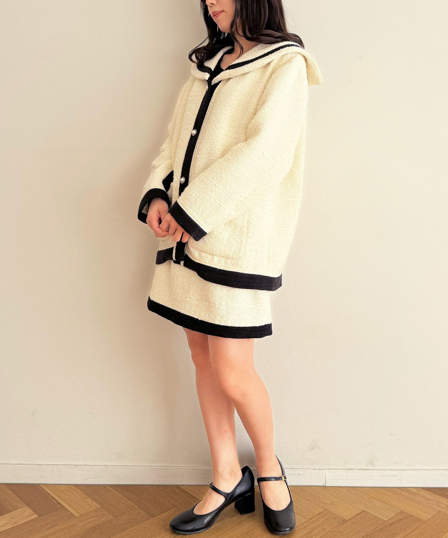 雙色花呢迷你半身裙