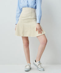 denim flare mini skirt