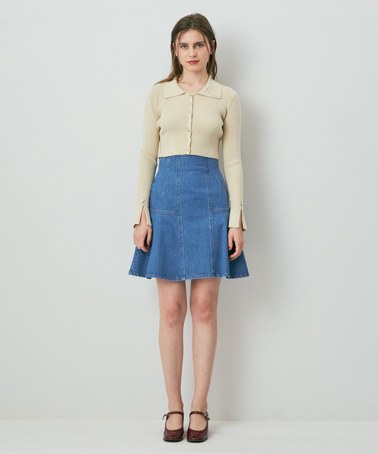 牛仔喇叭迷你裙