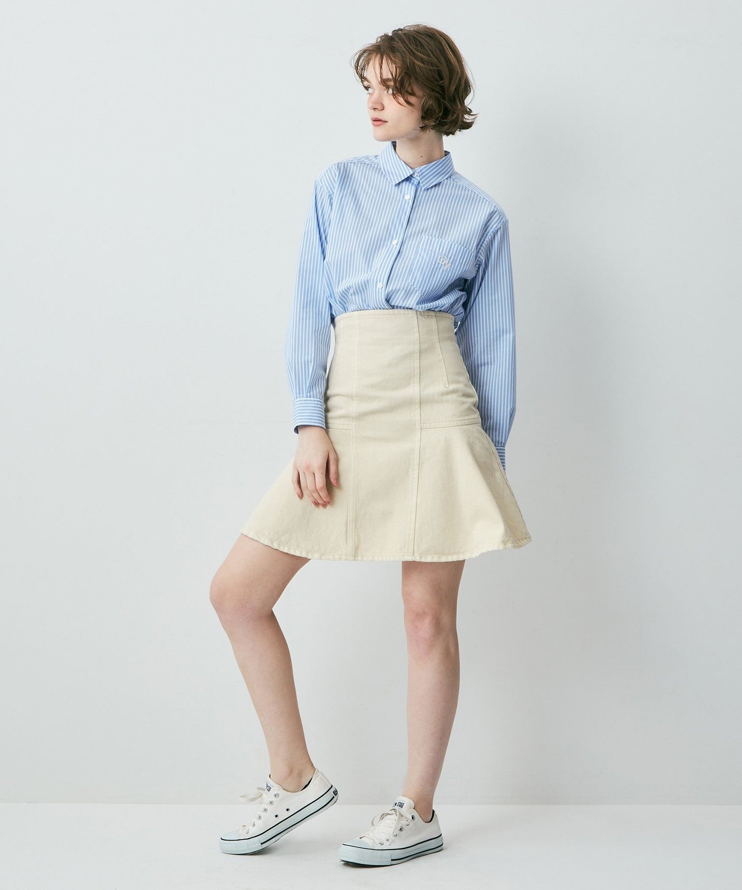 牛仔喇叭迷你裙