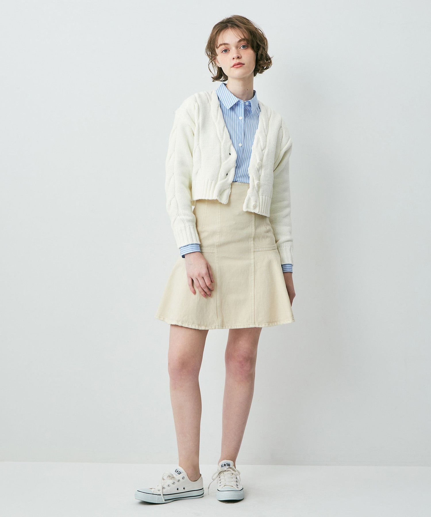 牛仔喇叭迷你裙