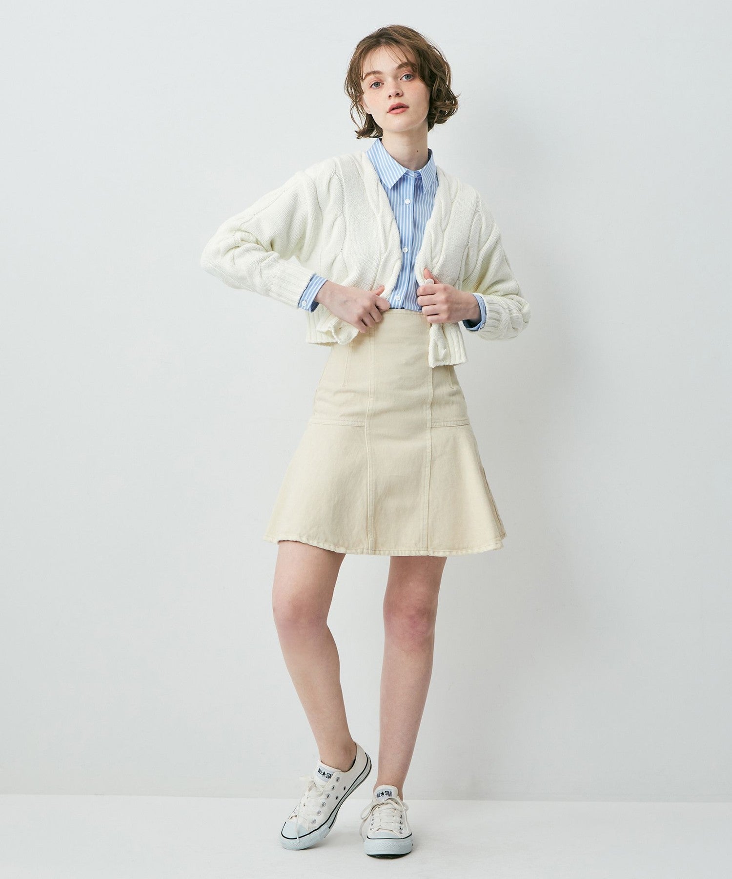 牛仔喇叭迷你裙