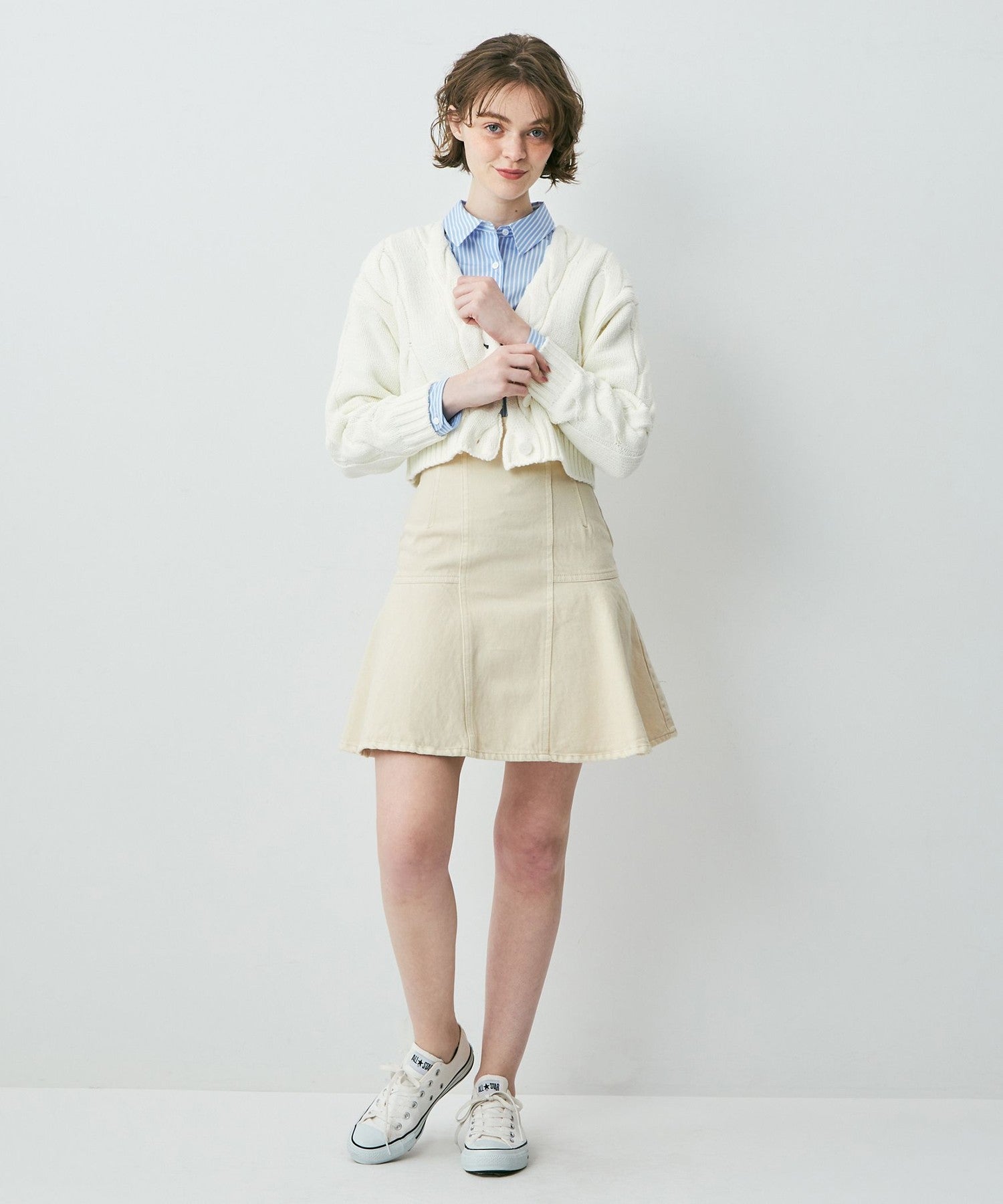 牛仔喇叭迷你裙