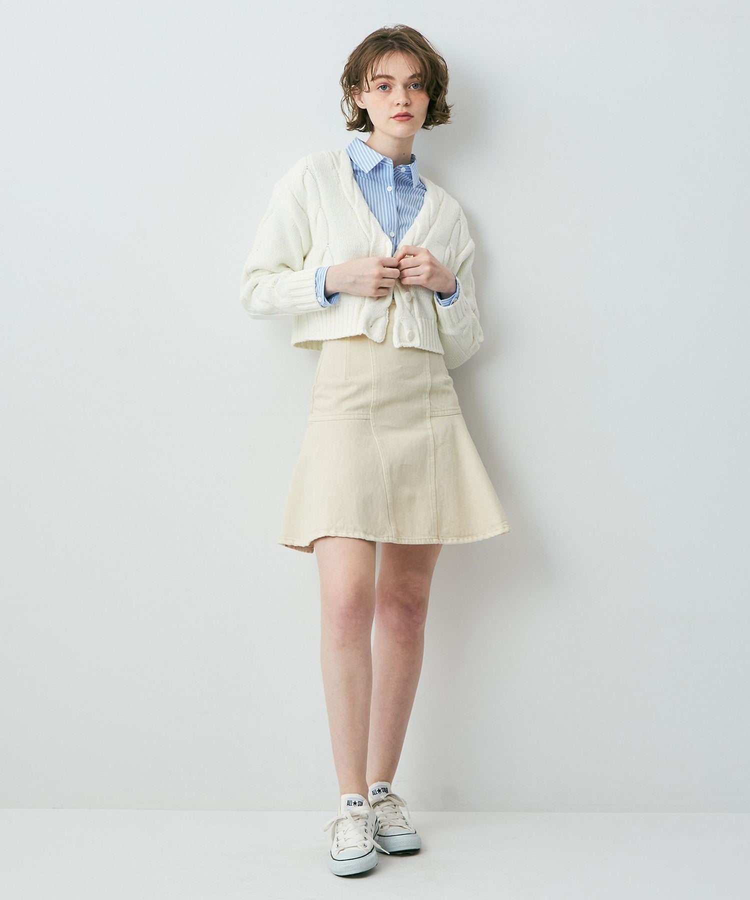 牛仔喇叭迷你裙