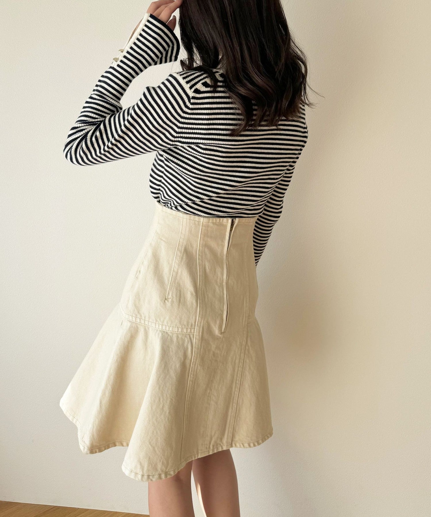 牛仔喇叭迷你裙