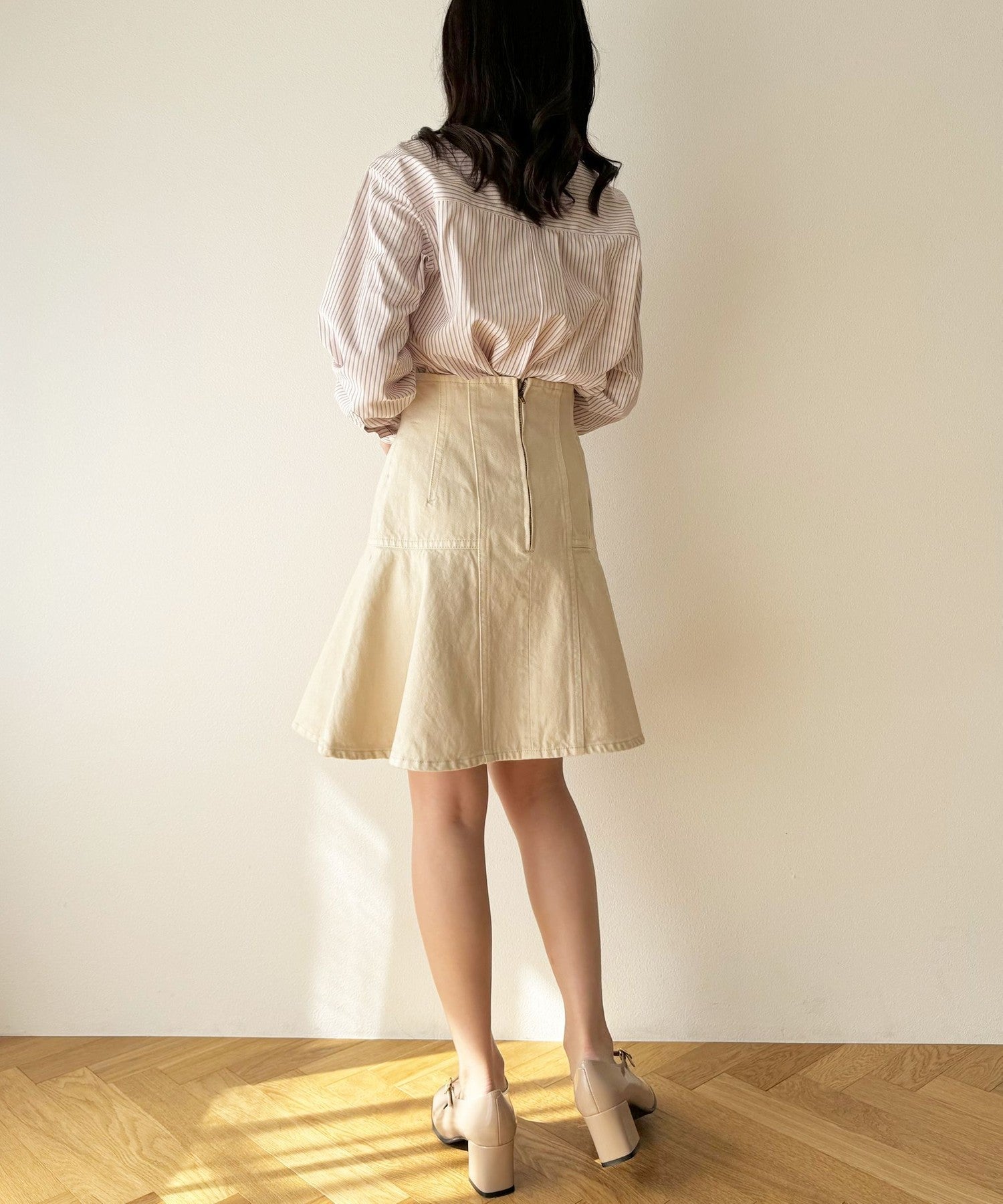 牛仔喇叭迷你裙