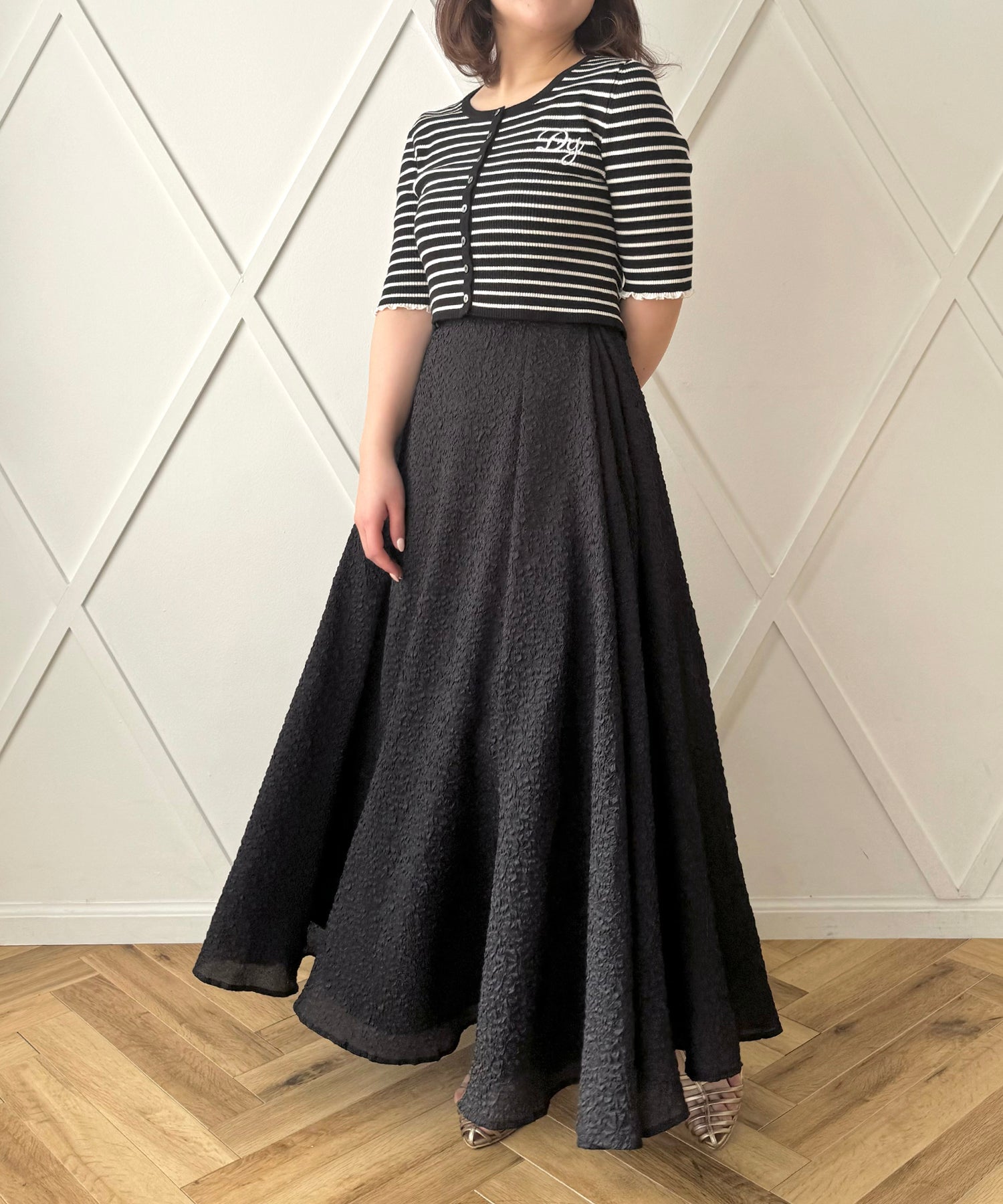 壓花透明風琴半身裙