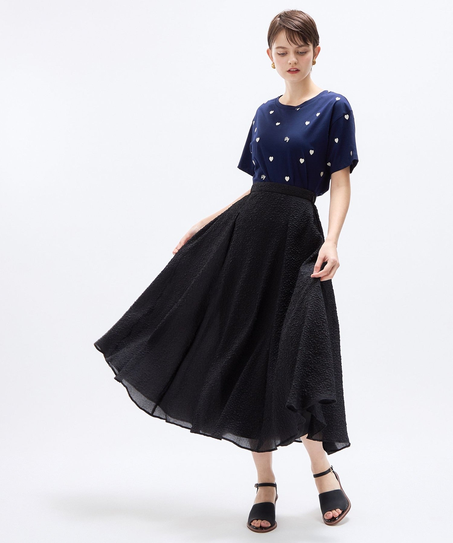 壓花透明風琴半身裙